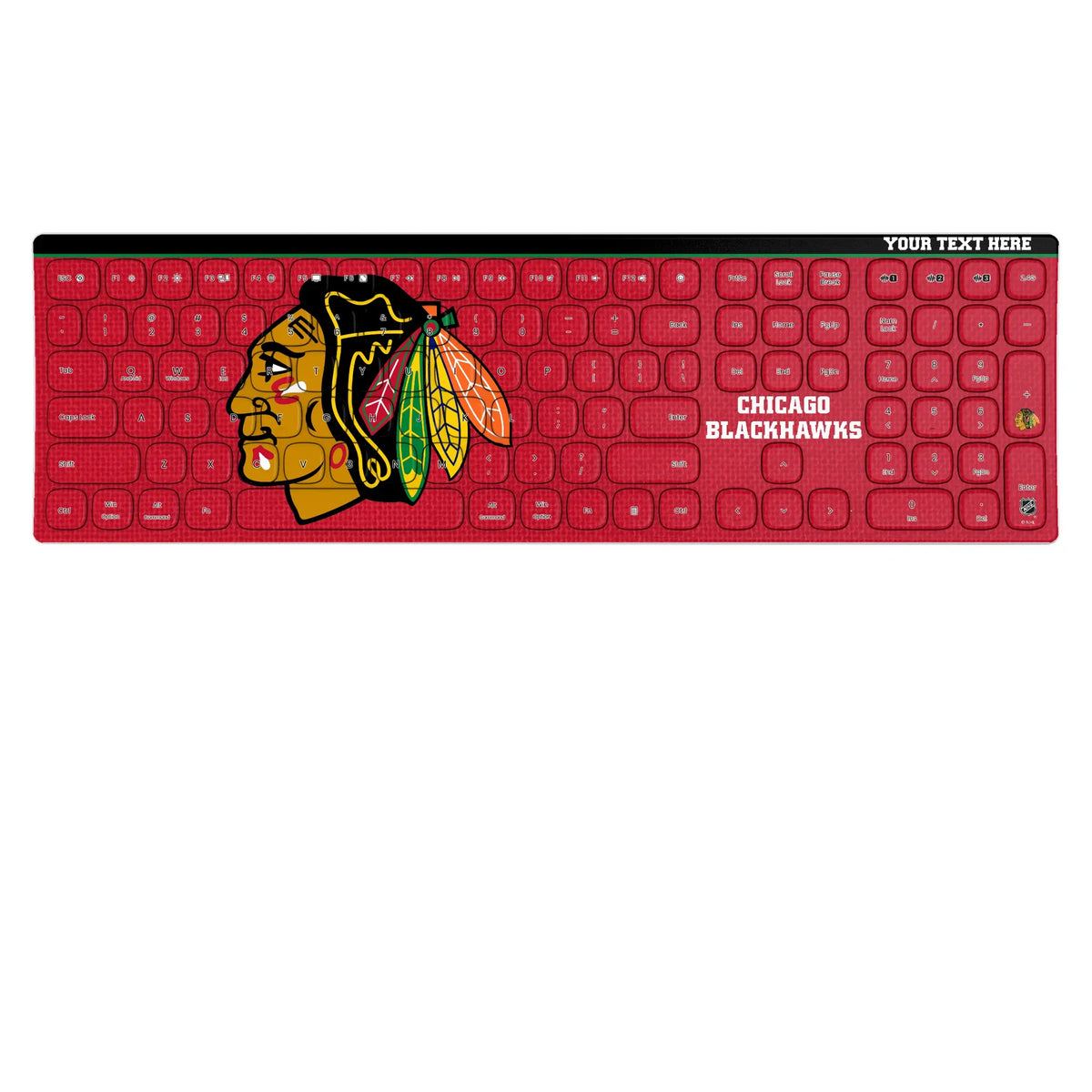 Chicago Blackhawks Personalized Endzone Solid KKB605 Curved Wireless Keyboard