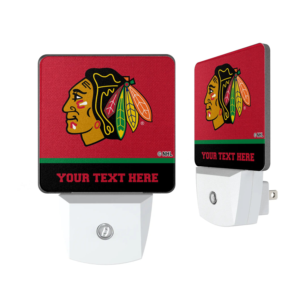 Chicago Blackhawks Personalized Endzone Solid Night Light 2-Pack