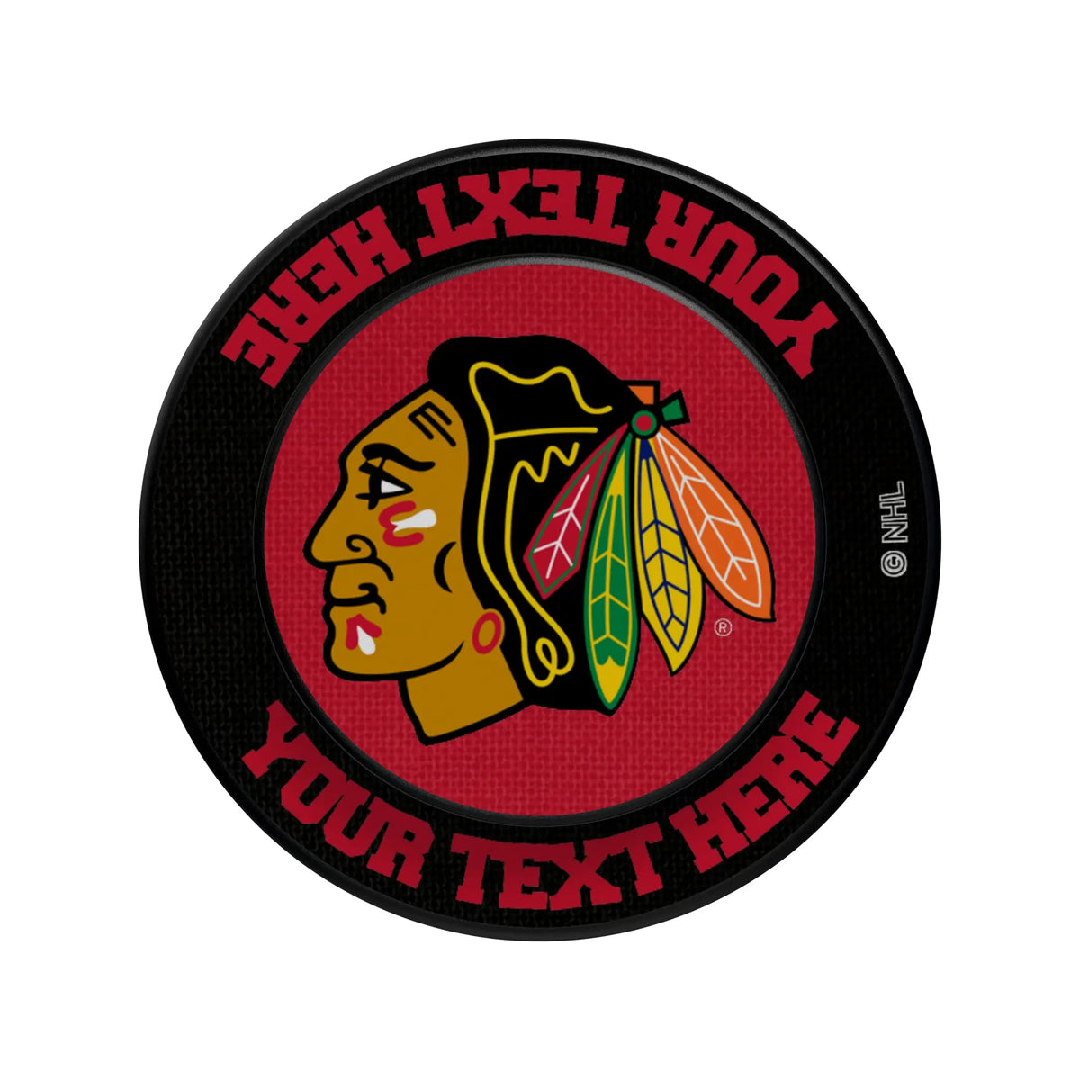 Chicago Blackhawks Personalized Endzone Solid Popsockets Round Magnetic