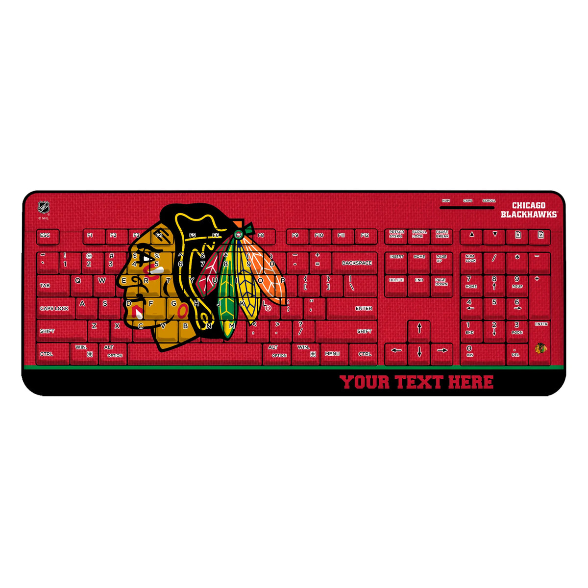 Chicago Blackhawks Personalized Endzone Solid Wireless USB Keyboard