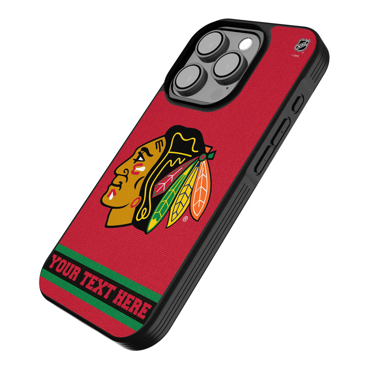 Chicago Blackhawks Personalized Stripe iPhone Bump Phone Case for Apple iPhone - Isometric View