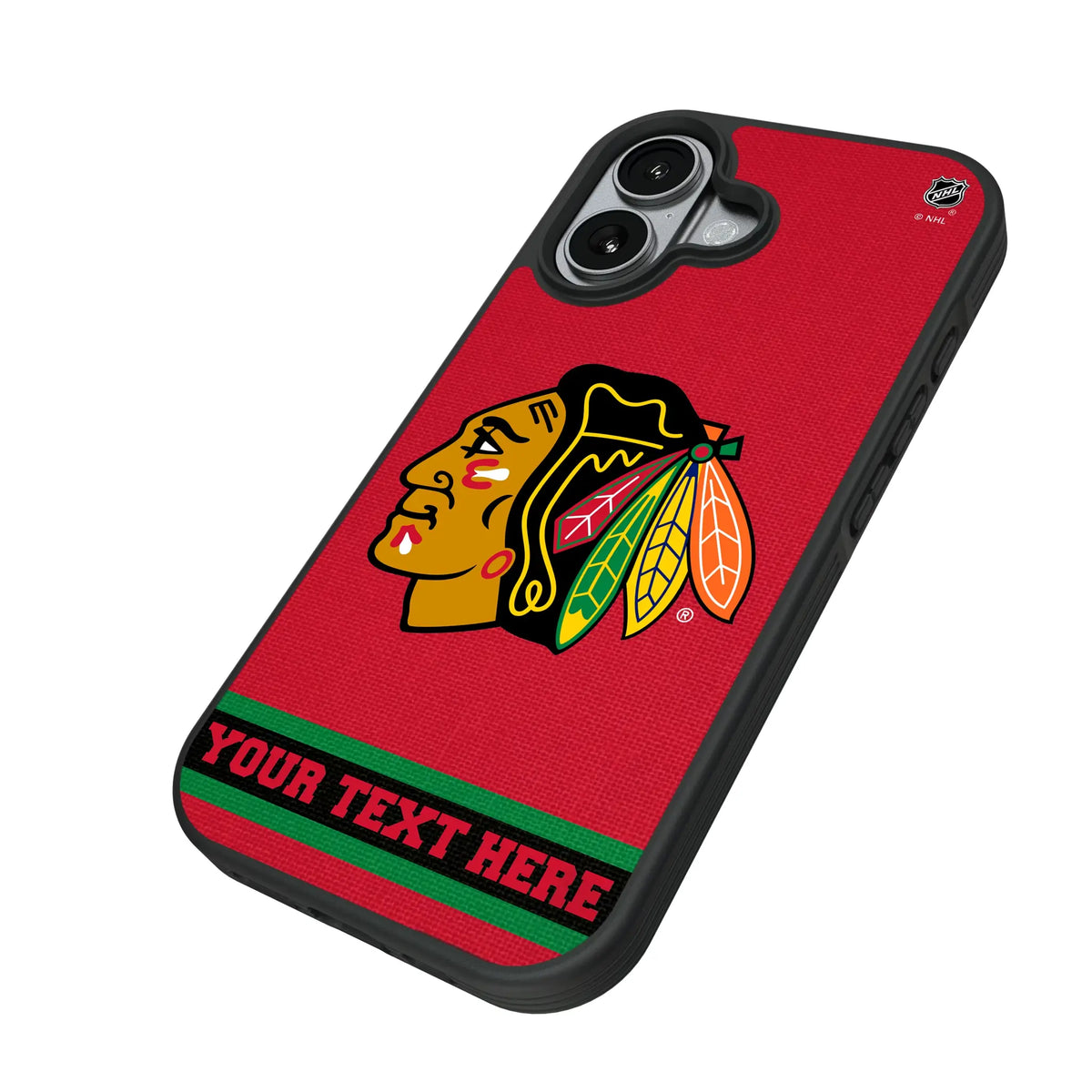 Chicago Blackhawks Personalized Stripe iPhone Bump Phone Case for Apple iPhone - Isometric View#Device_iPhone 17