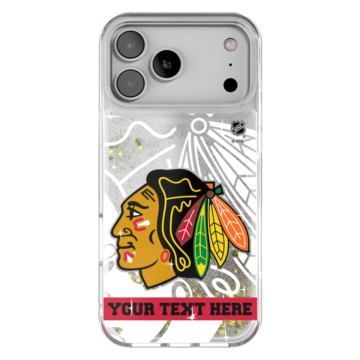 Chicago Blackhawks Personalized Tilt Glitter Phone Case for Apple iPhone