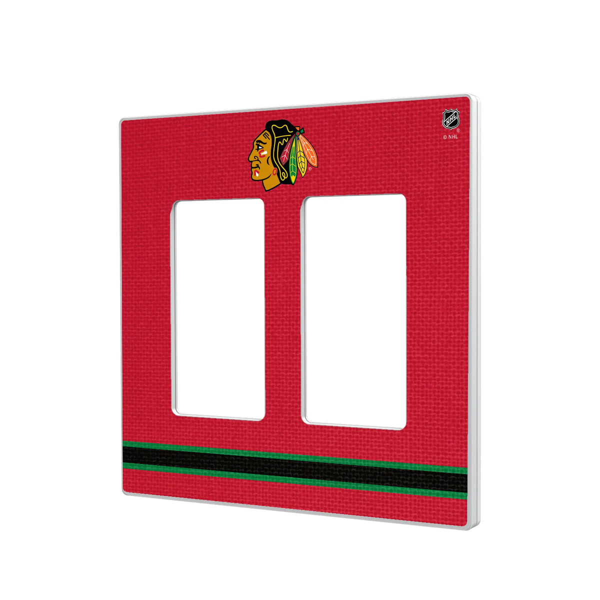 Chicago Blackhawks Stripe Hidden-Screw Light Switch Plate#Style_Double Rocker