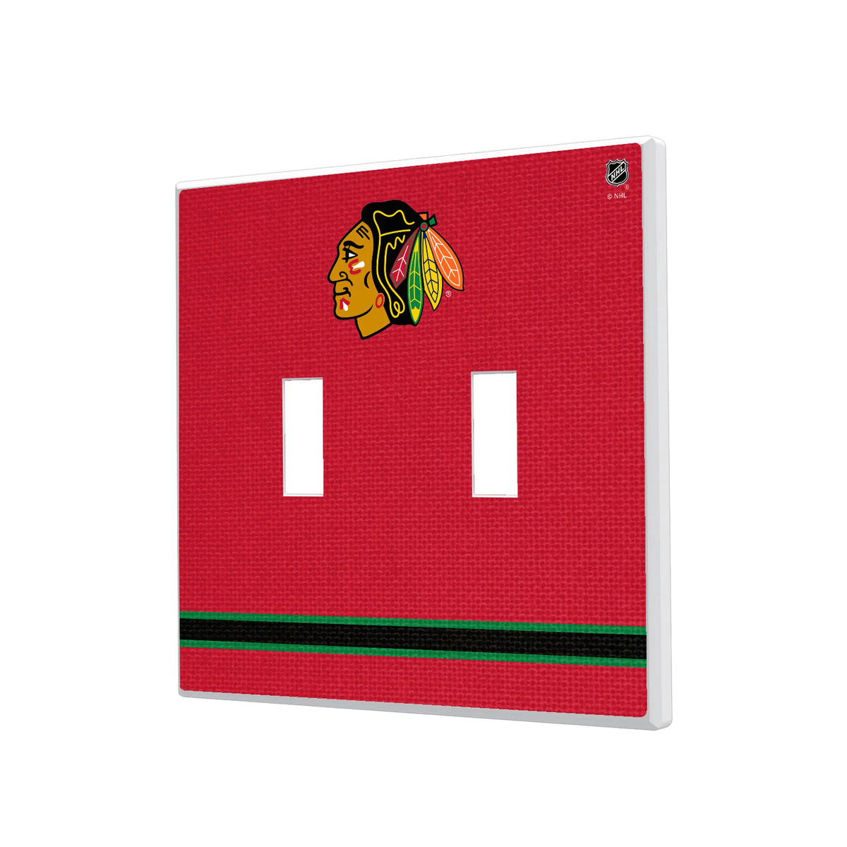 Chicago Blackhawks Stripe Hidden-Screw Light Switch Plate#Style_Double Toggle