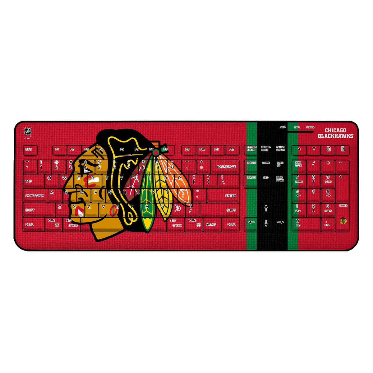 Chicago Blackhawks Stripe Wireless USB Keyboard
