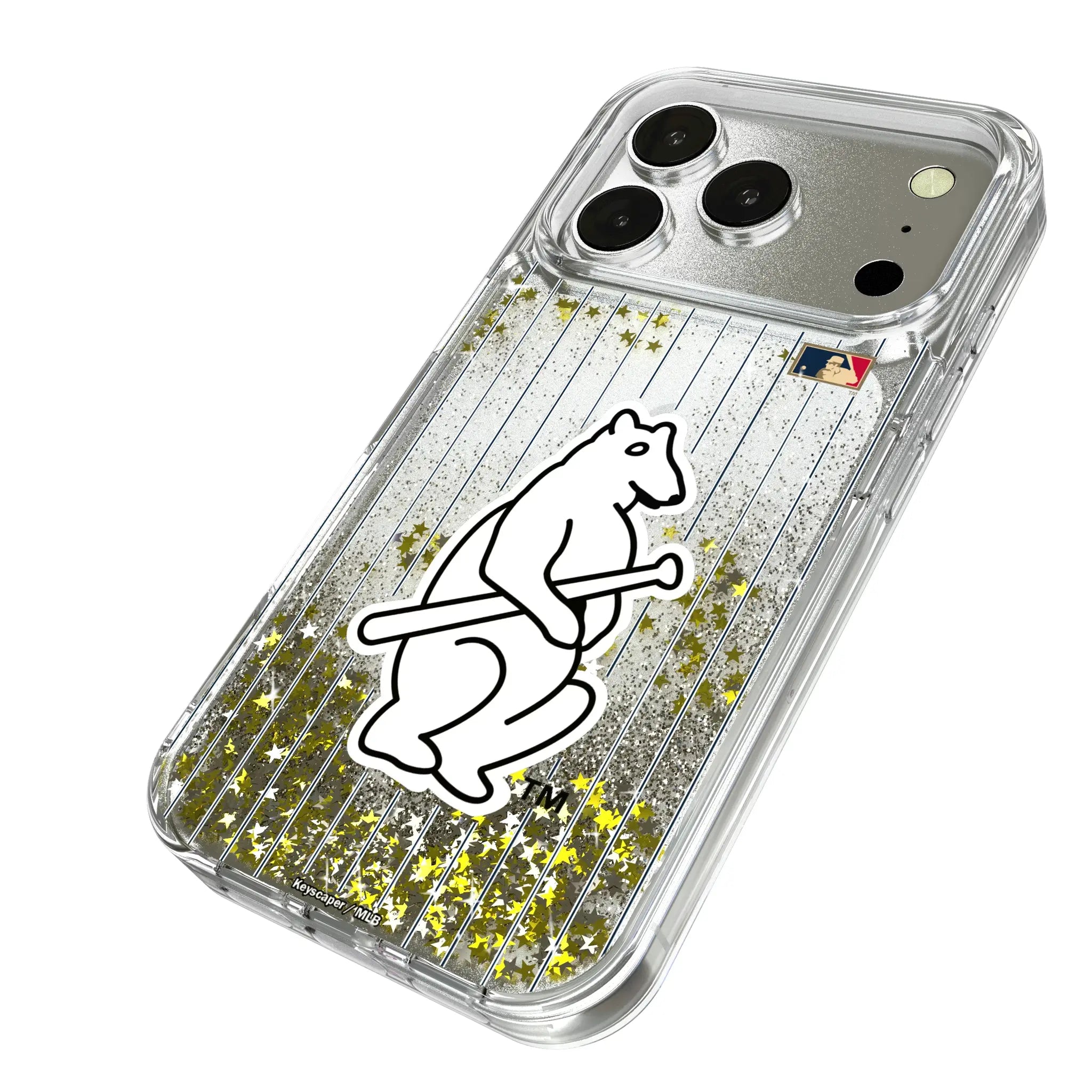 Chicago Cubs 1914 - Cooperstown Collection Pinstripe iPhone Glitter Phone Case for Apple iPhone - Isometric View
