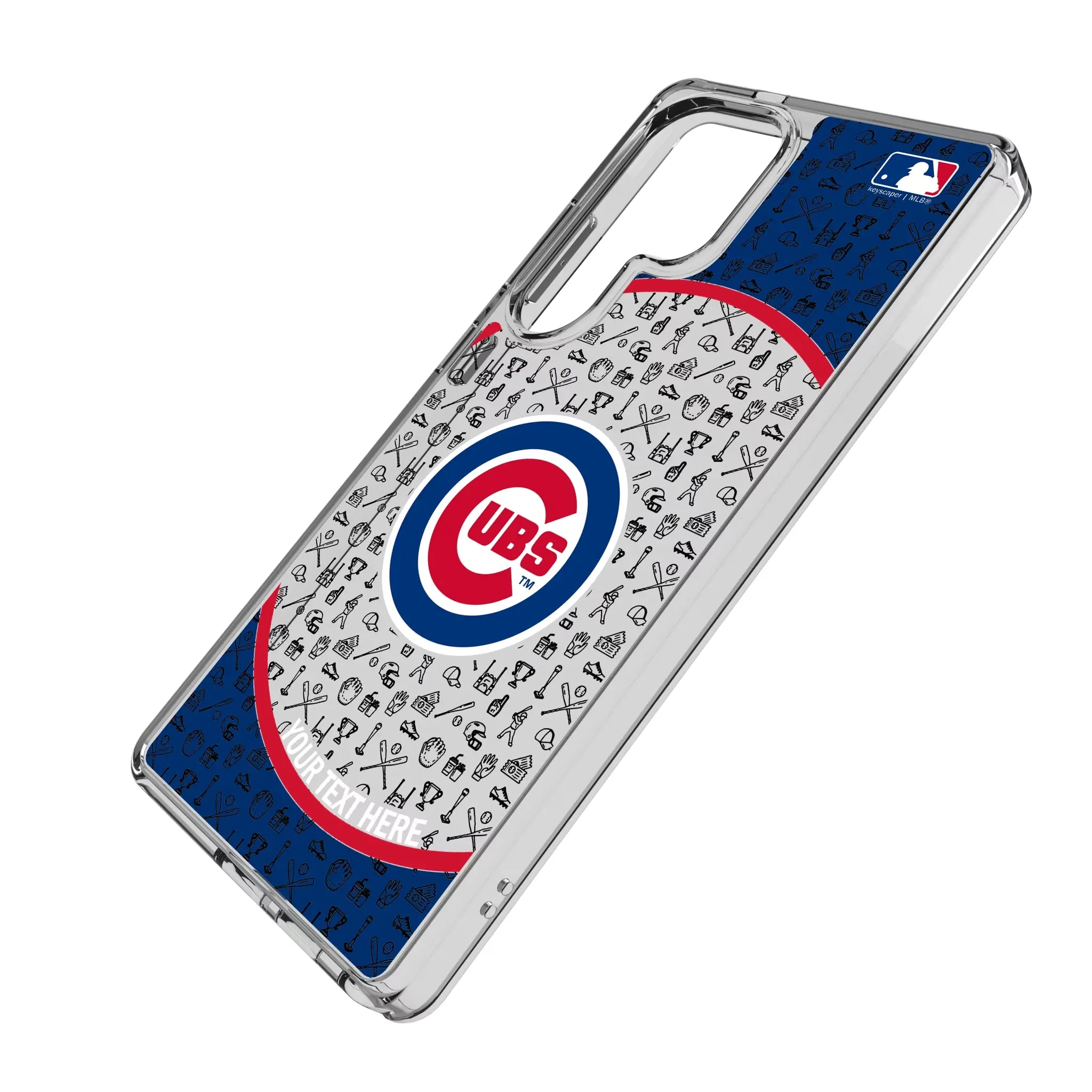 Chicago Cubs Personalized Circle Galaxy Clear Phone Case for Samsung Galaxy - Isometric View#Device_Galaxy S25 Ultra