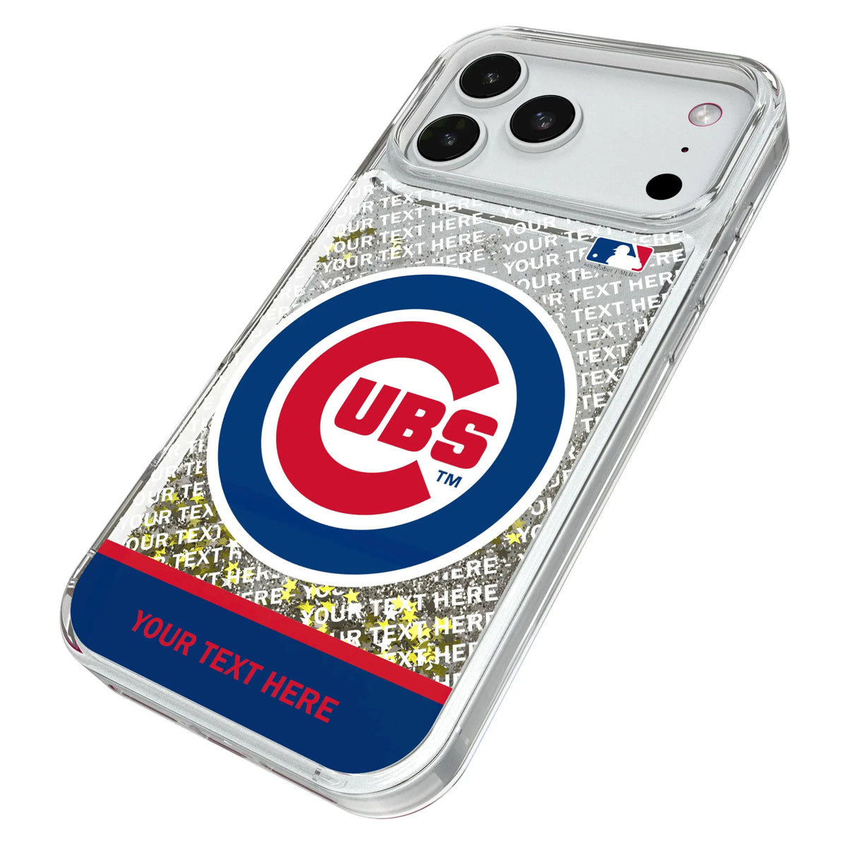 Chicago Cubs Personalized EndZone Plus iPhone Glitter Phone Case for Apple iPhone - Isometric View#Device_iPhone 18 Pro Max
