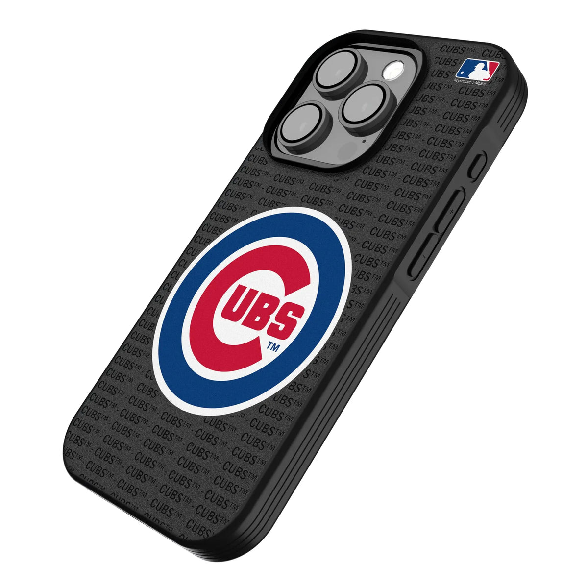 Chicago Cubs Text Backdrop iPhone Bump Phone Case for Apple iPhone - Isometric View