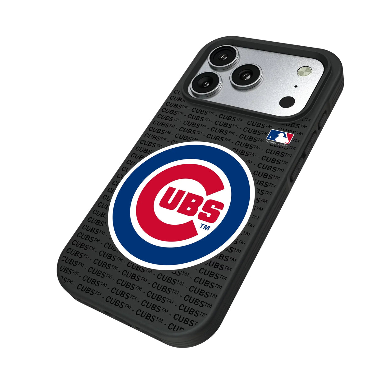 Chicago Cubs Text Backdrop iPhone Bump Phone Case for Apple iPhone - Isometric View#Device_iPhone 17 Pro