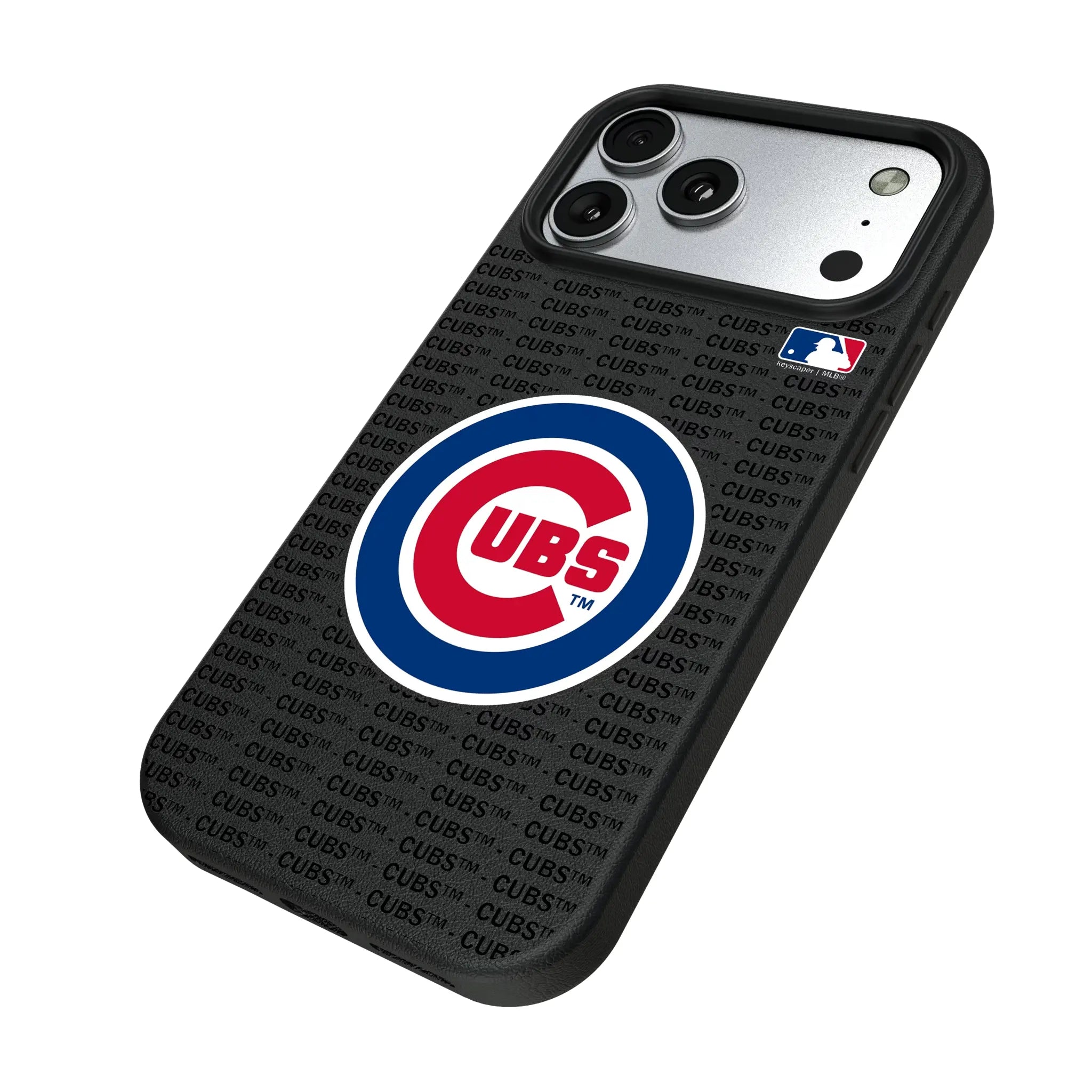 Chicago Cubs Text Backdrop iPhone MagSafe Compatible Phone Case for Apple iPhone - Isometric View#Device_iPhone 17 Pro Max