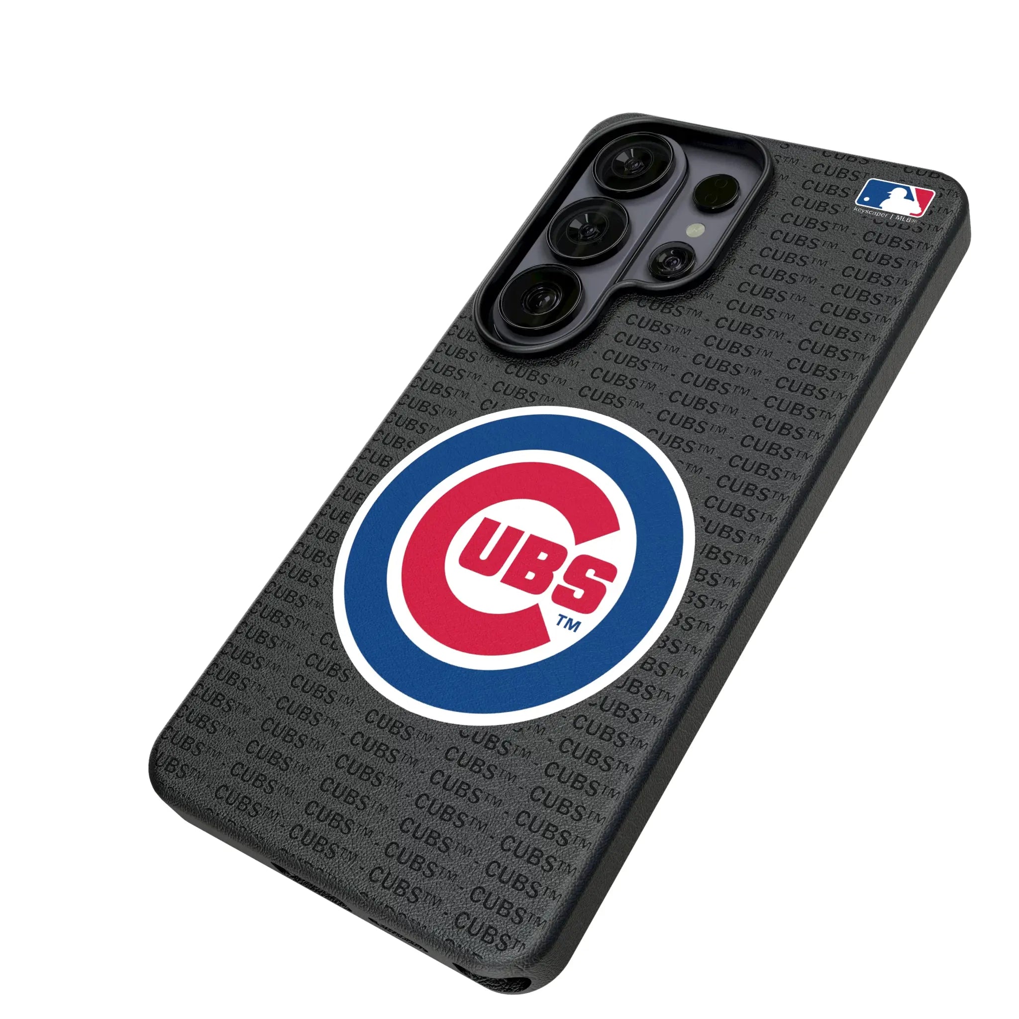 Chicago Cubs Text Backdrop Galaxy MagSafe Compatible Phone Case for Samsung Galaxy - Isometric View#Device_Galaxy S26 Ultra