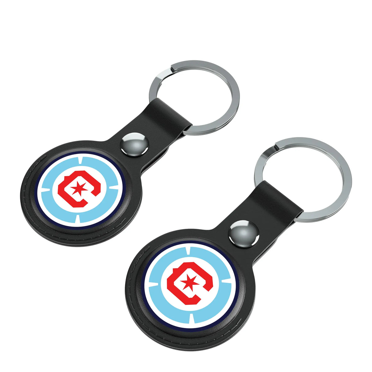 Chicago Fire Insignia AirTag Black Airtag Holder 2-Pack - Isometric View