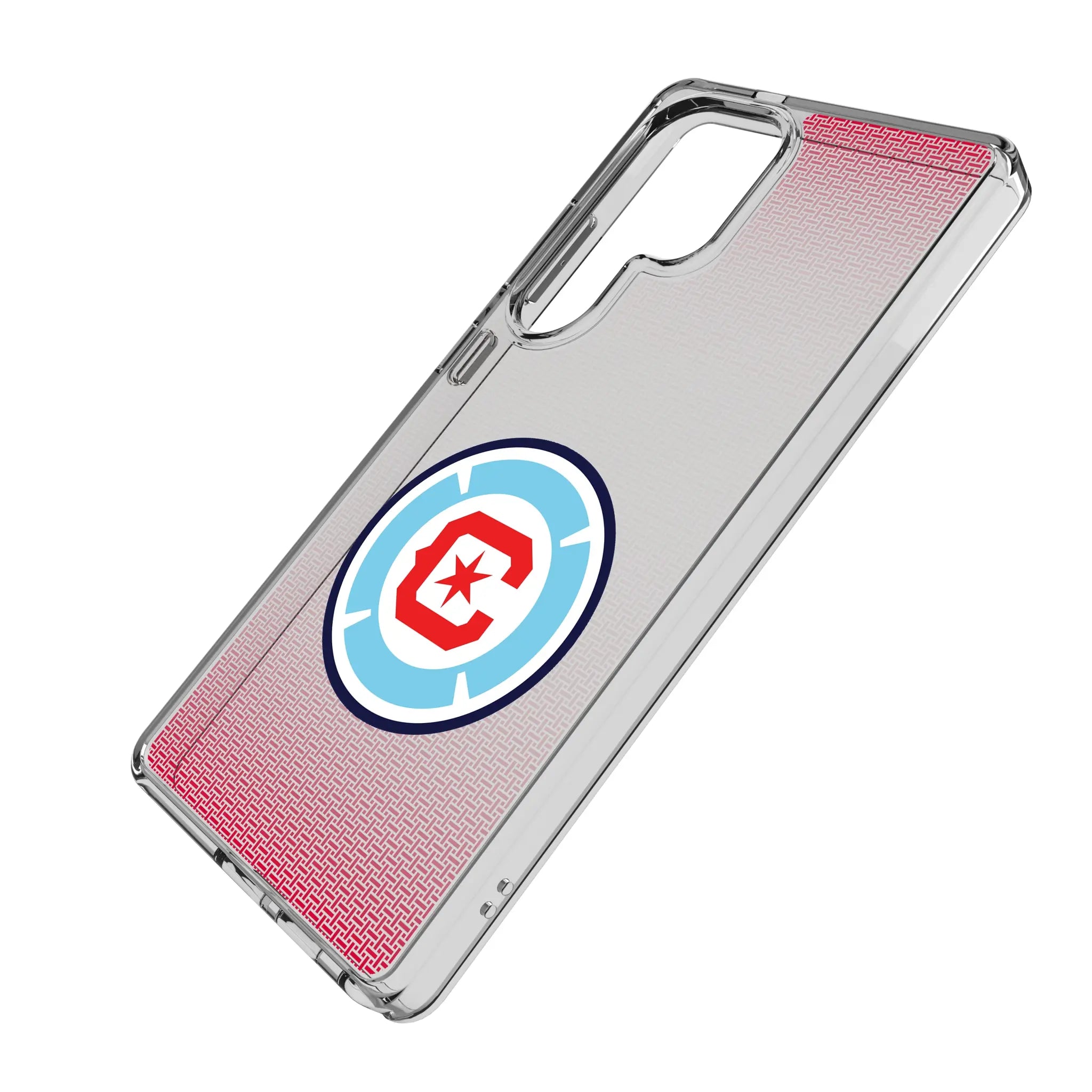 Chicago Fire Linen Galaxy Clear Phone Case for Samsung Galaxy - Isometric View#Device_Galaxy S25 Ultra