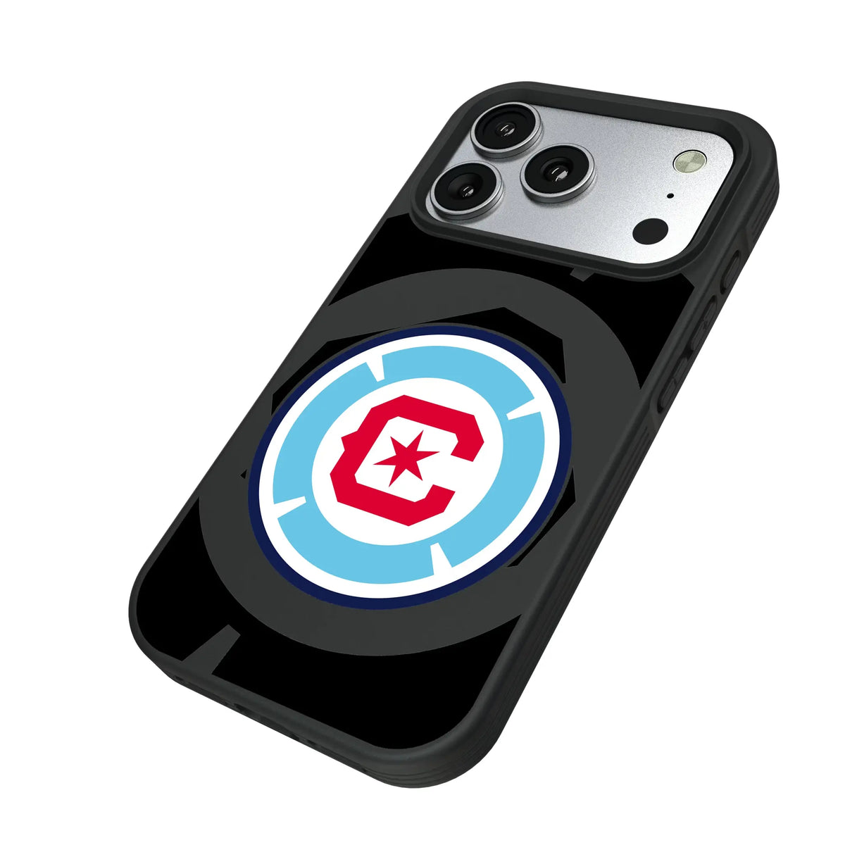 Chicago Fire Monocolor Tilt iPhone Bump Phone Case for Apple iPhone - Isometric View#Device_iPhone 17 Pro