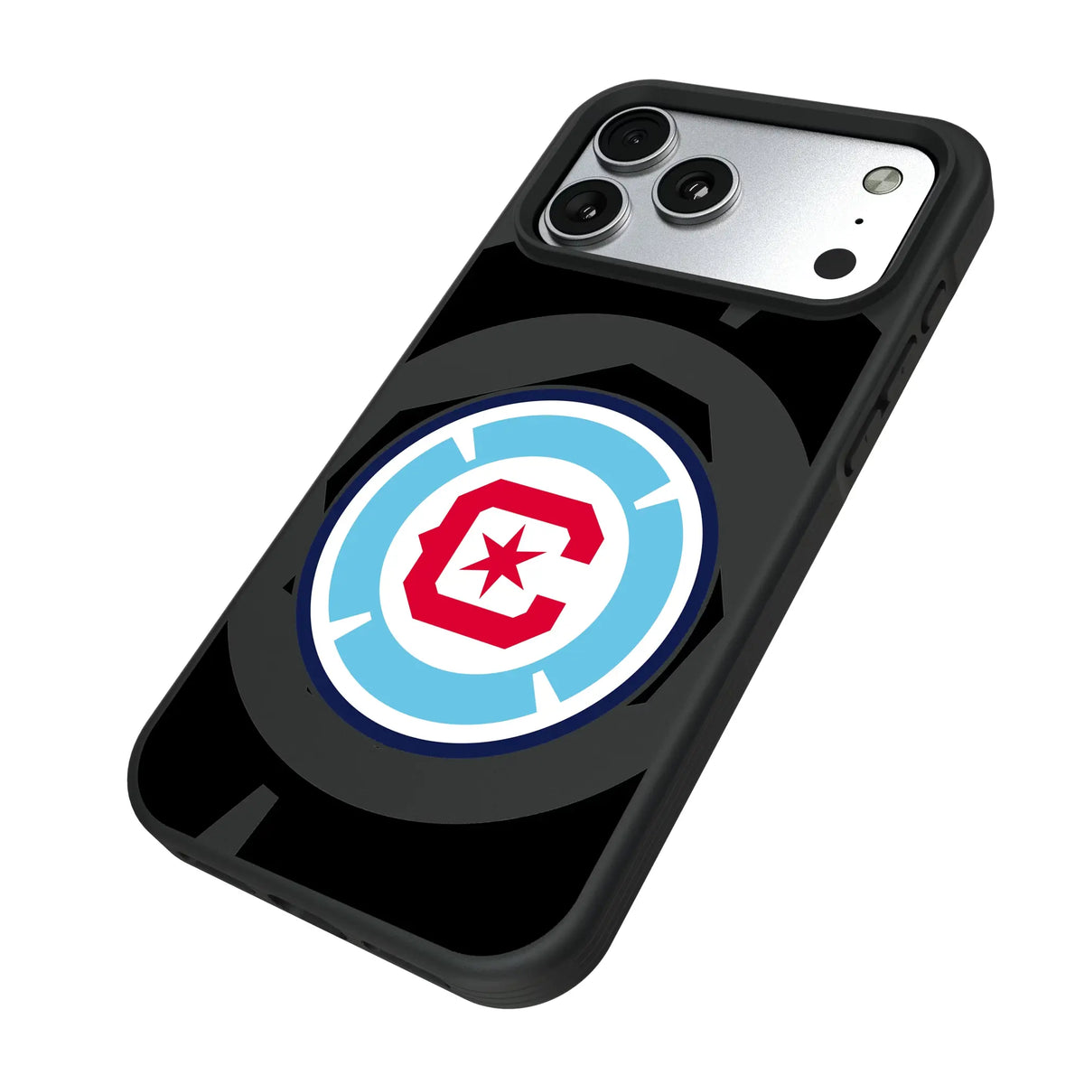 Chicago Fire Monocolor Tilt iPhone Bump Phone Case for Apple iPhone - Isometric View#Device_iPhone 17 Pro Max