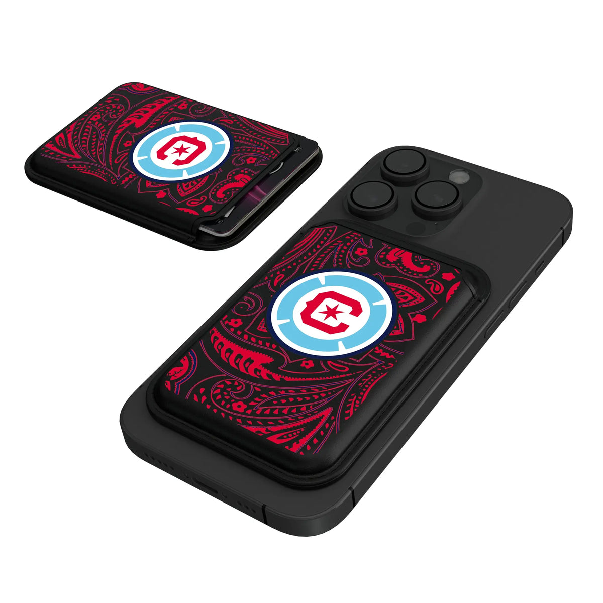 Chicago Fire Paisley Black Magnetic Credit Card Wallet