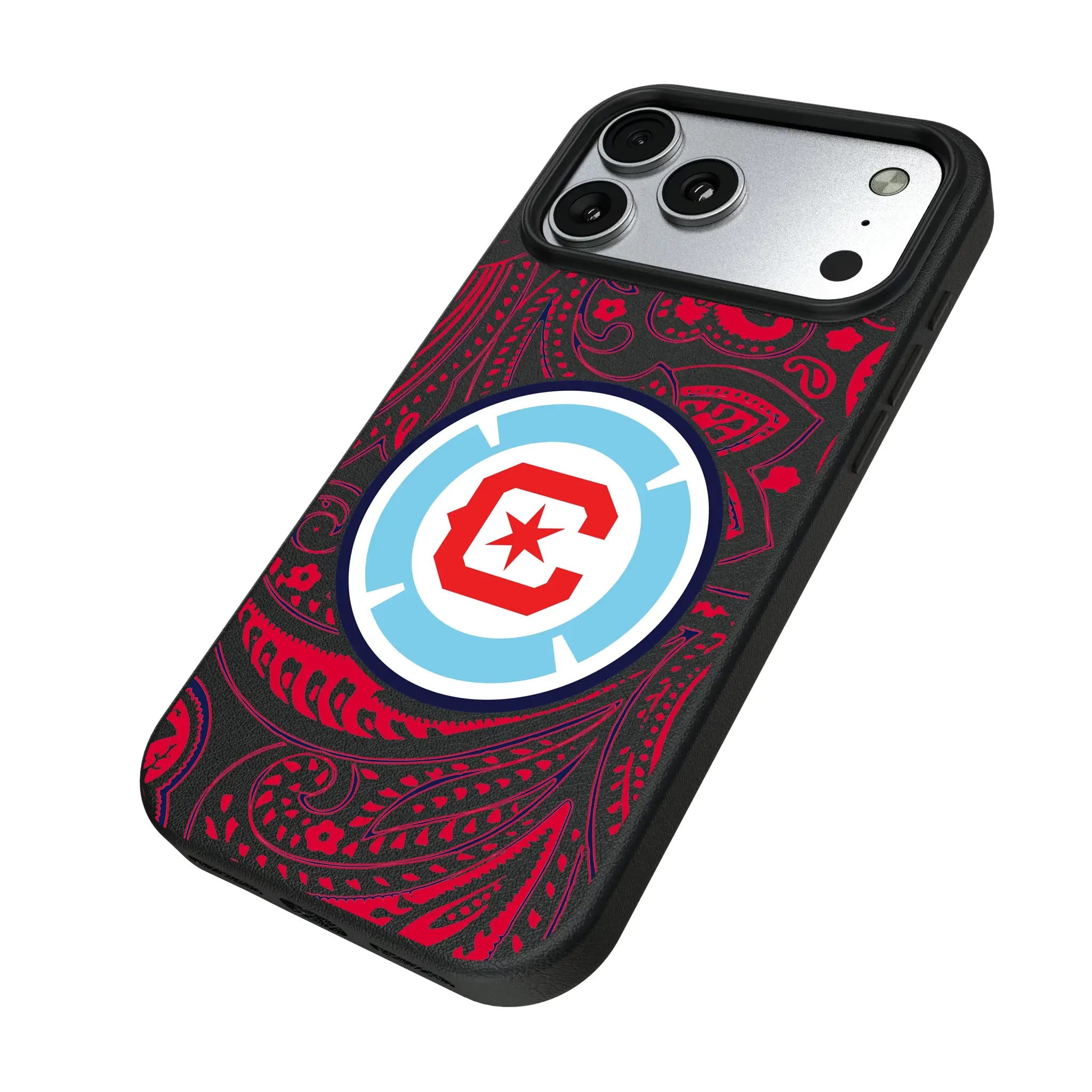 Chicago Fire Paisley iPhone MagSafe Compatible Phone Case for Apple iPhone - Isometric View#Device_iPhone 17 Pro Max