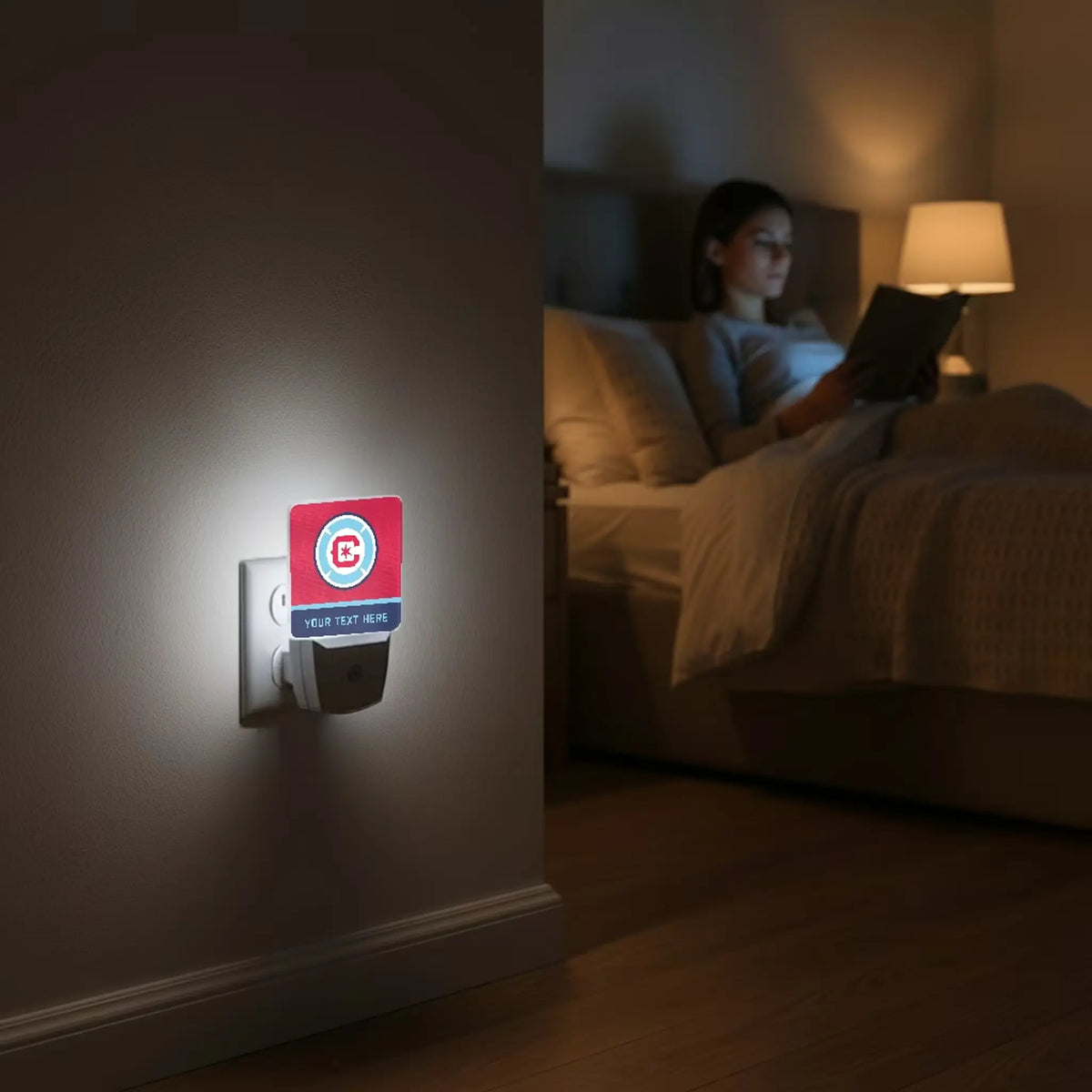 Chicago Fire Personalized Endzone Solid Night Light 2-Pack - Lifestyle