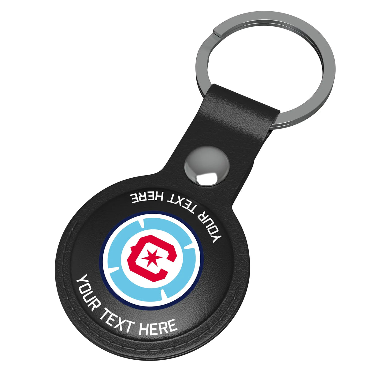 Chicago Fire Personalized Insignia AirTag Black Airtag Holder - Isometric View
