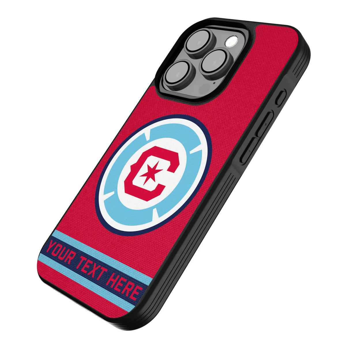 Chicago Fire Personalized Stripe iPhone Bump Phone Case for Apple iPhone - Isometric View