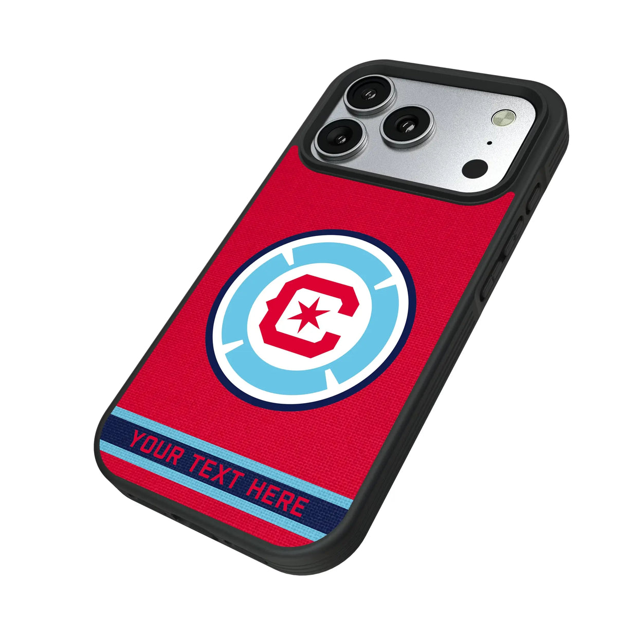 Chicago Fire Personalized Stripe iPhone Bump Phone Case for Apple iPhone - Isometric View#Device_iPhone 17 Pro