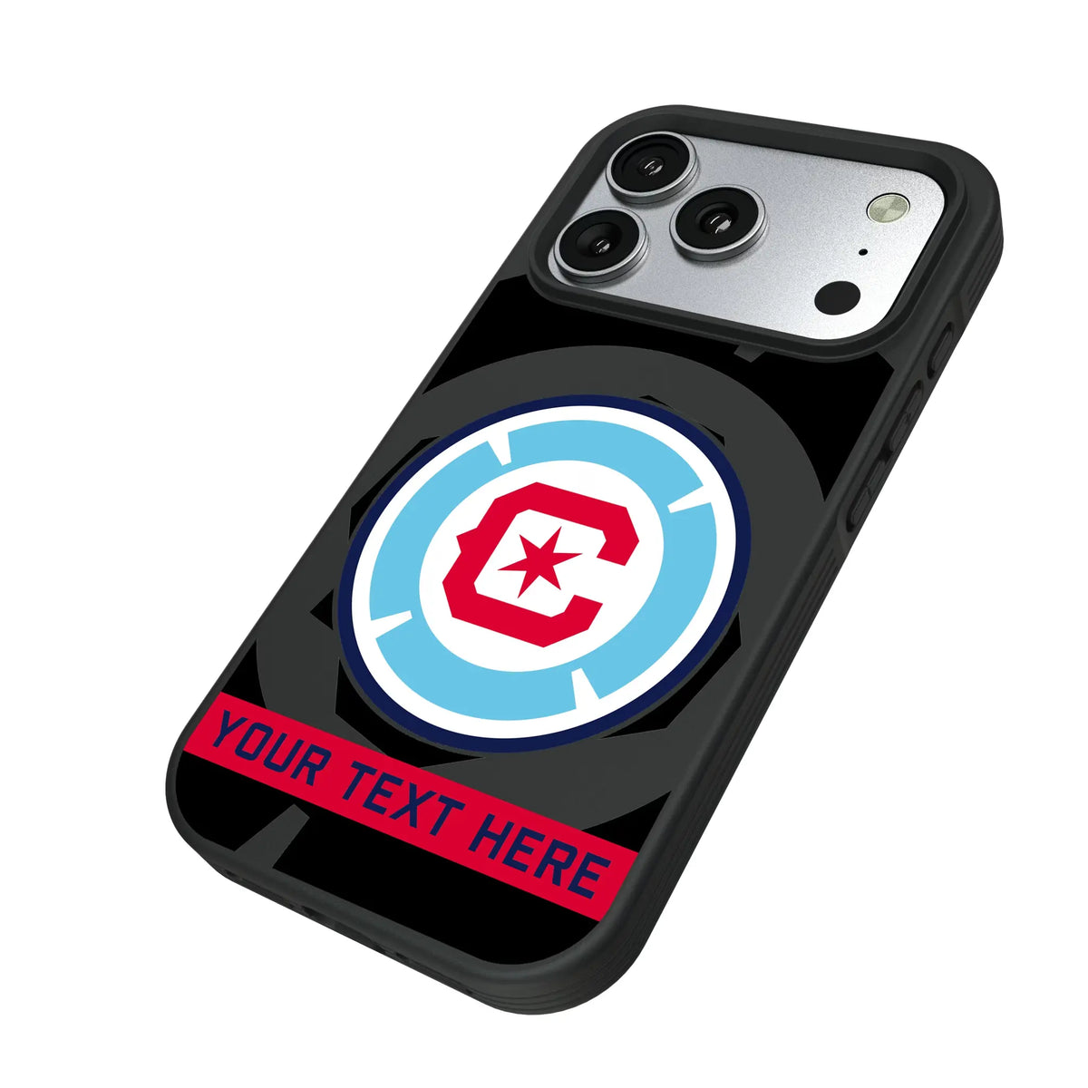 Chicago Fire Personalized Tilt iPhone Bump Phone Case for Apple iPhone - Isometric View#Device_iPhone 17 Pro