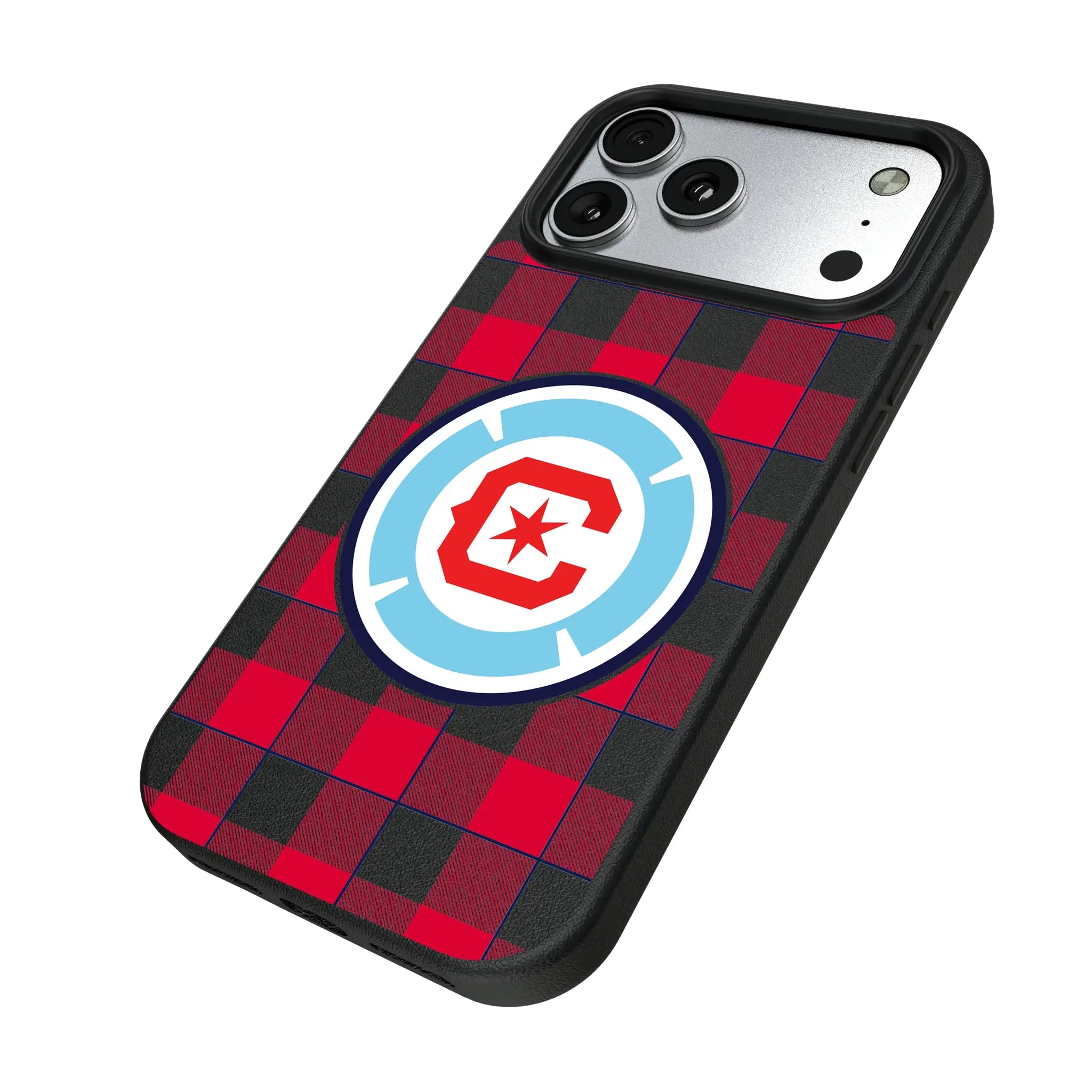 Chicago Fire Plaid iPhone MagSafe Compatible Phone Case for Apple iPhone - Isometric View#Device_iPhone 17 Pro Max