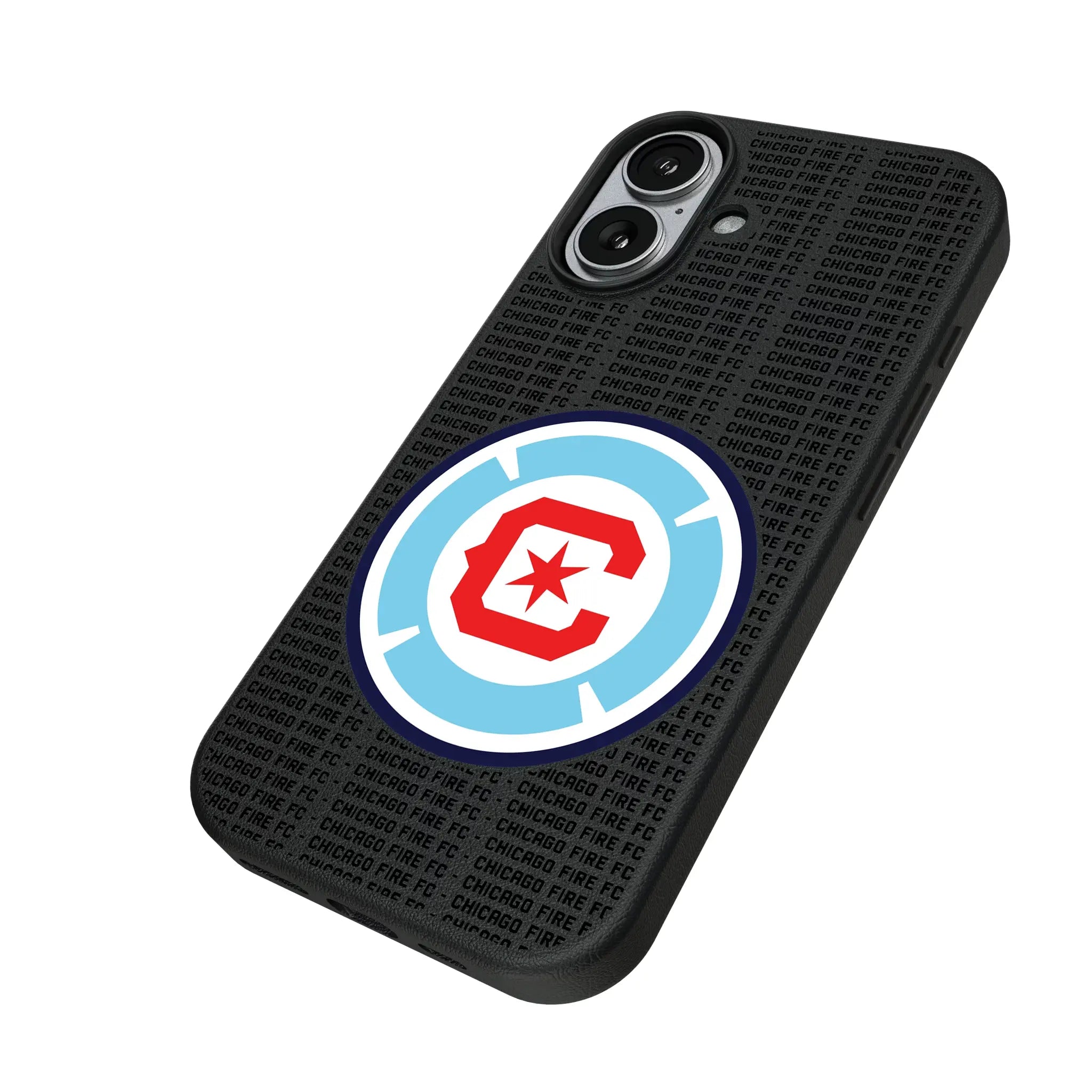 Chicago Fire Text Backdrop iPhone MagSafe Compatible Phone Case for Apple iPhone - Isometric View#Device_iPhone 17
