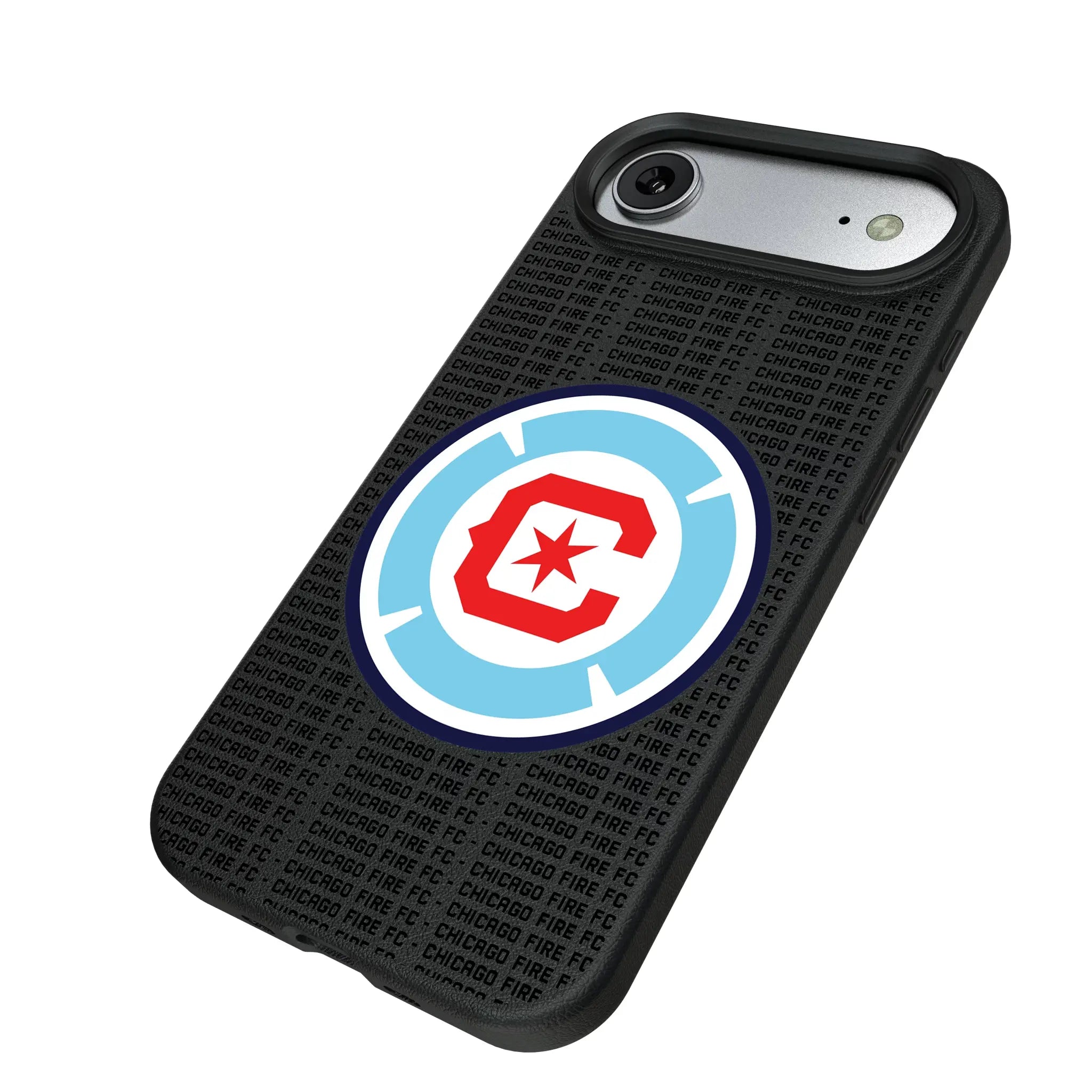 Chicago Fire Text Backdrop iPhone MagSafe Compatible Phone Case for Apple iPhone - Isometric View#Device_iPhone Air