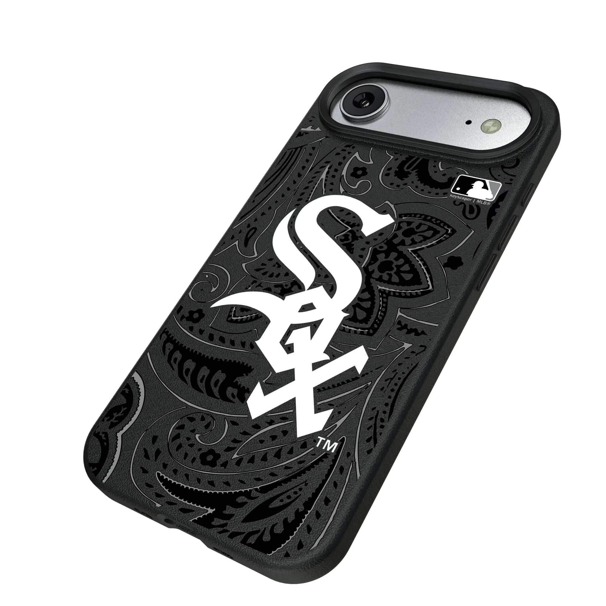 Chicago White Sox Paisley iPhone MagSafe Compatible Phone Case for Apple iPhone - Isometric View#Device_iPhone Air