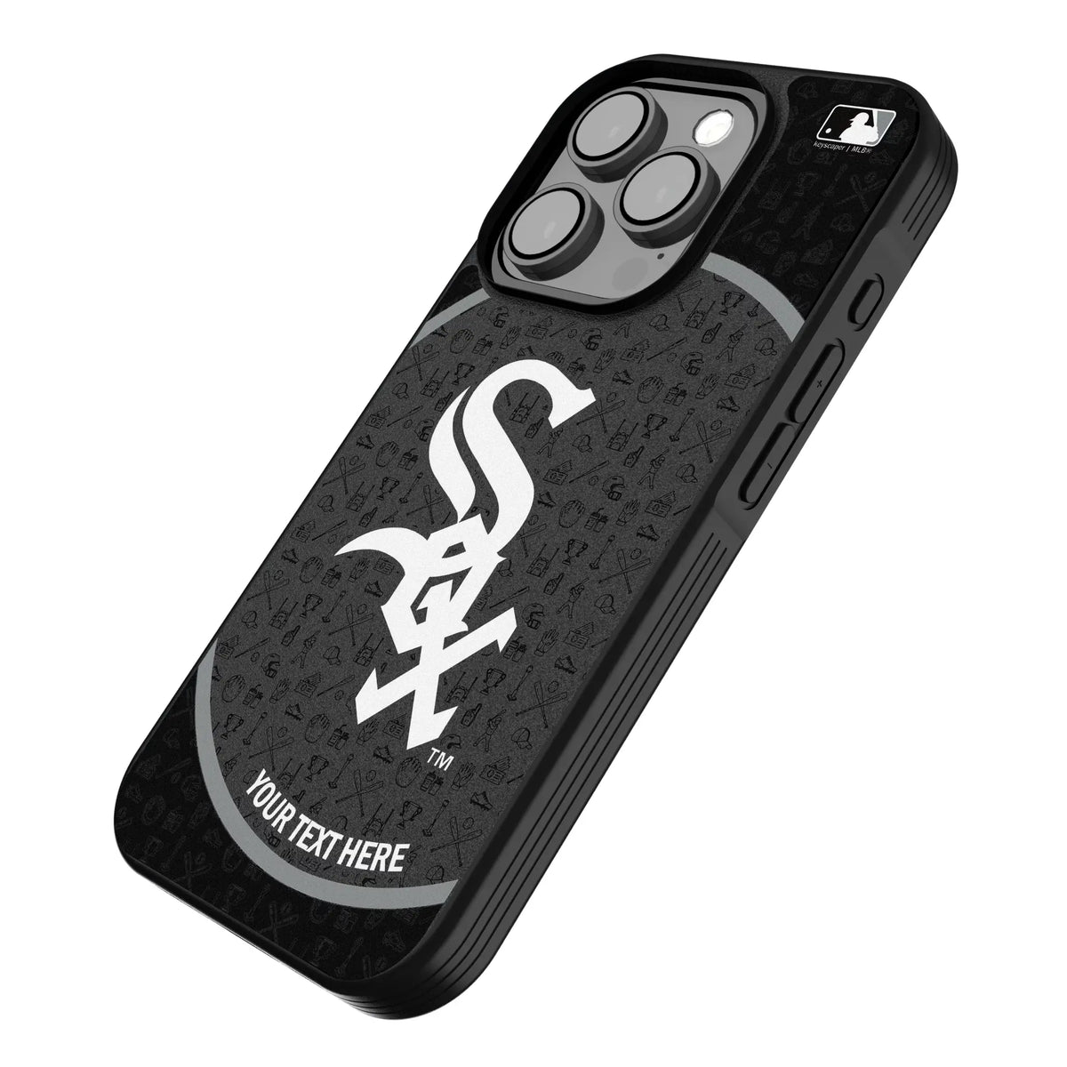 Chicago White Sox Personalized Circle iPhone Bump Phone Case for Apple iPhone - Isometric View