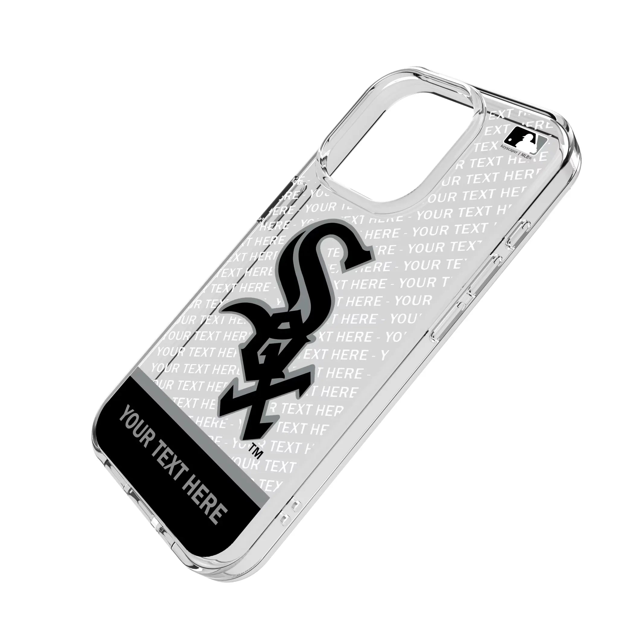 Chicago White Sox Personalized EndZone Plus iPhone Clear Phone Case for Apple iPhone - Isometric View