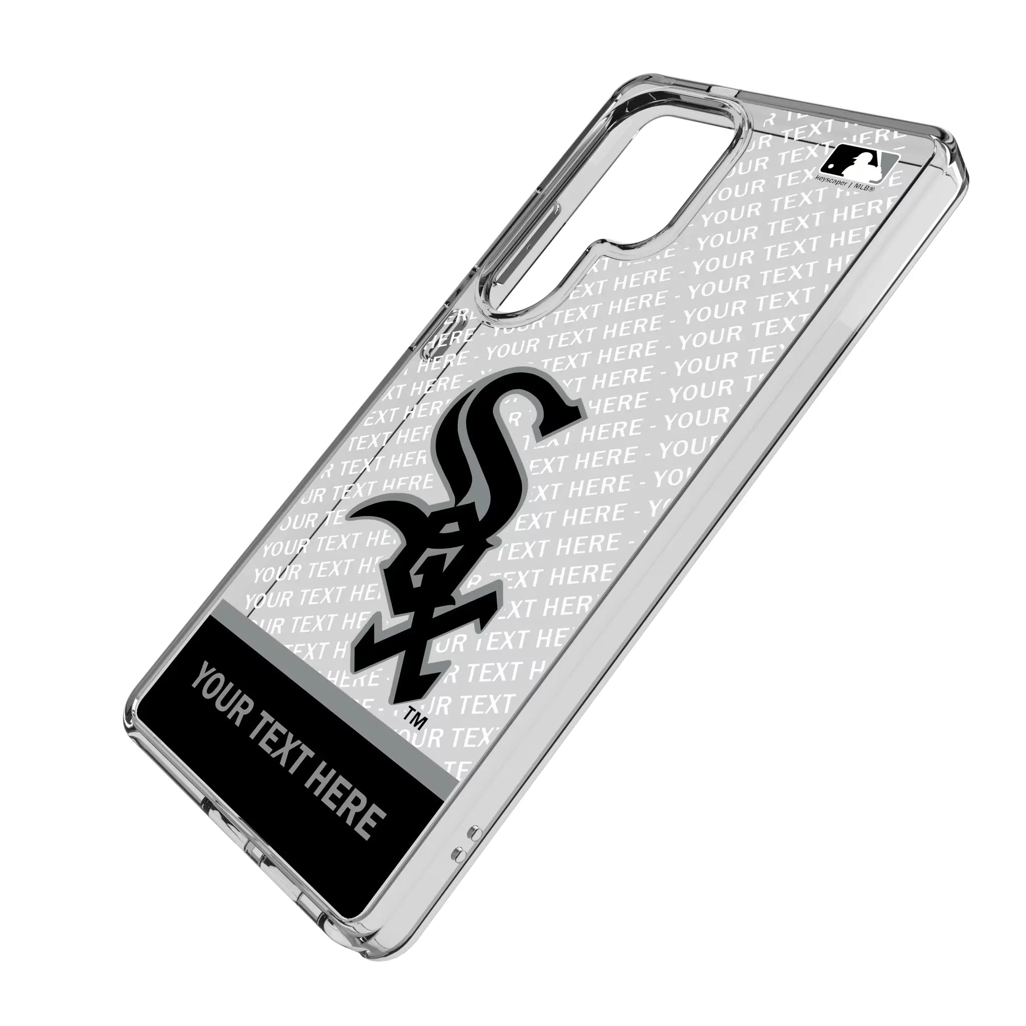 Chicago White Sox Personalized EndZone Plus Galaxy Clear Phone Case for Samsung Galaxy - Isometric View#Device_Galaxy S25 Ultra