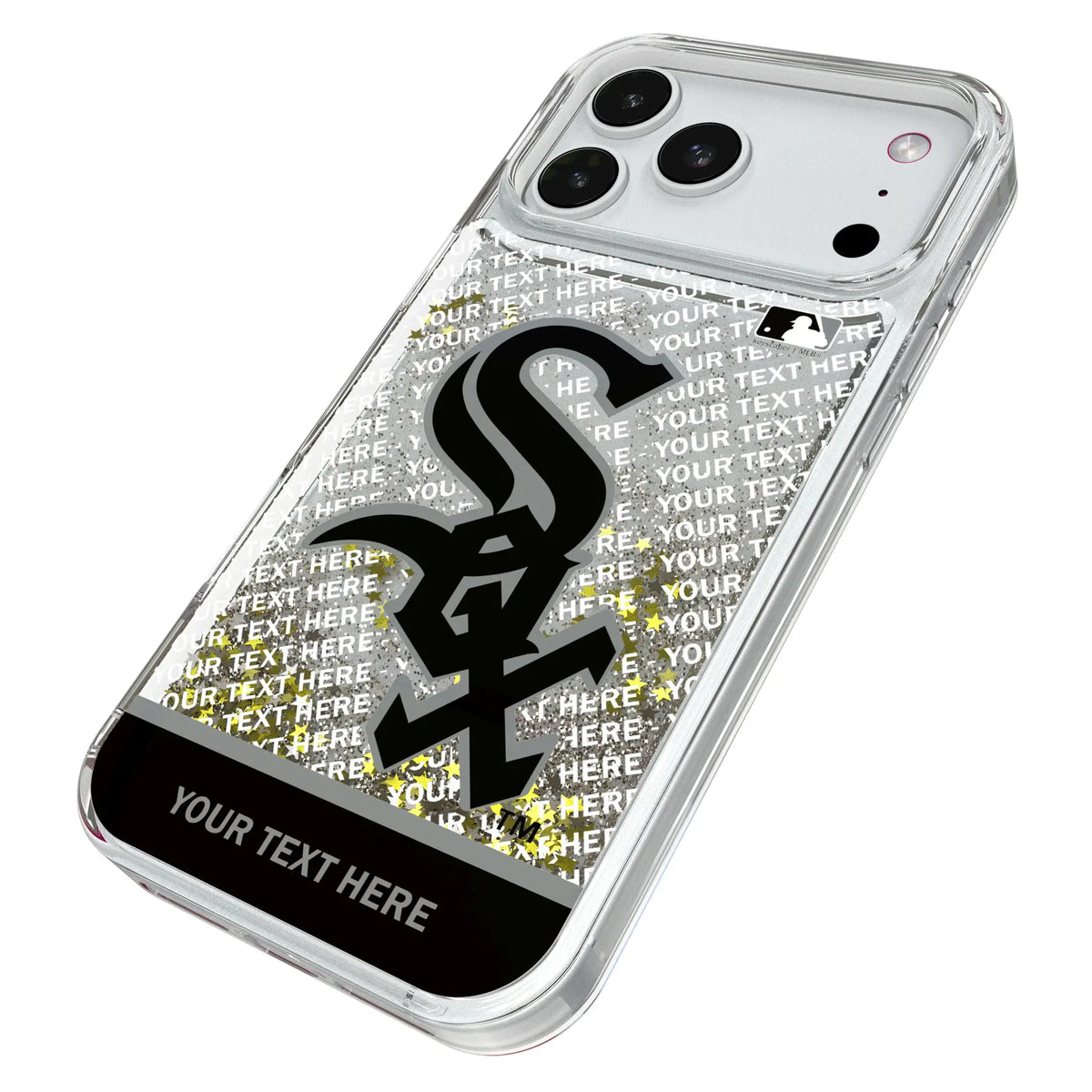 Chicago White Sox Personalized EndZone Plus iPhone Glitter Phone Case for Apple iPhone - Isometric View#Device_iPhone 18 Pro Max