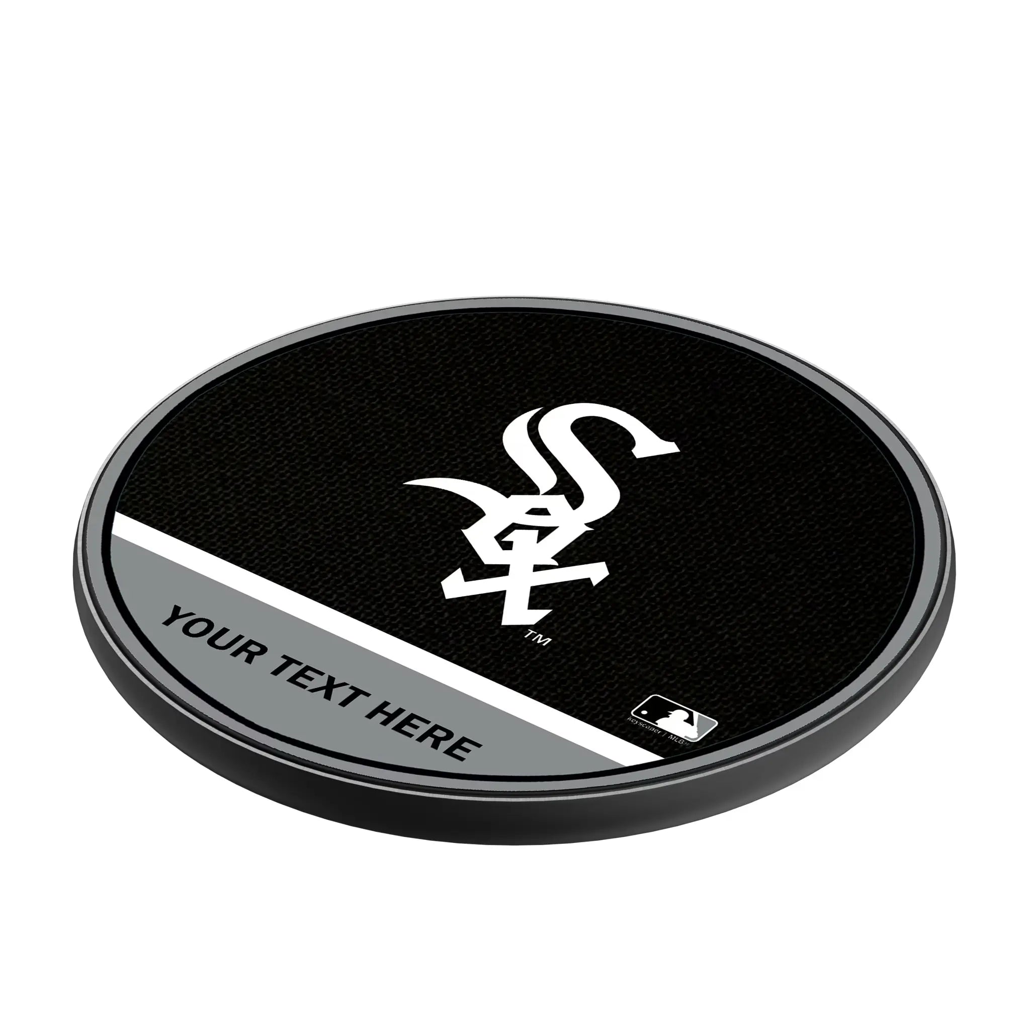 Chicago White Sox Personalized Endzone Solid 15-Watt Wireless Charger - Isometric View