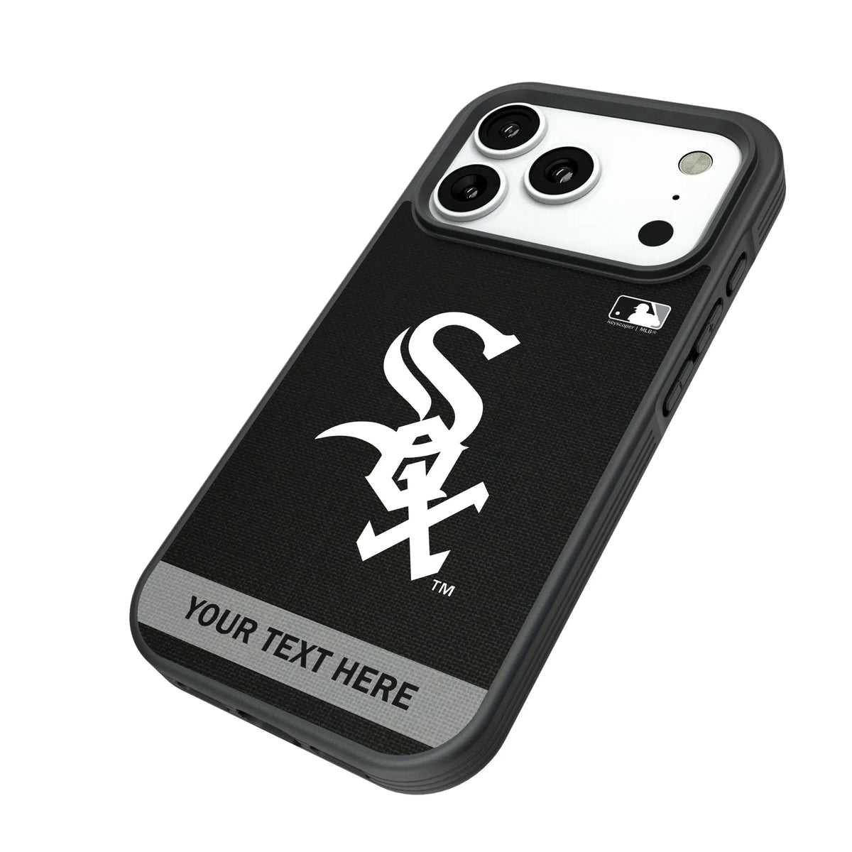 Chicago White Sox Personalized Stripe iPhone Bump Phone Case for Apple iPhone - Isometric View#Device_iPhone 18 Pro
