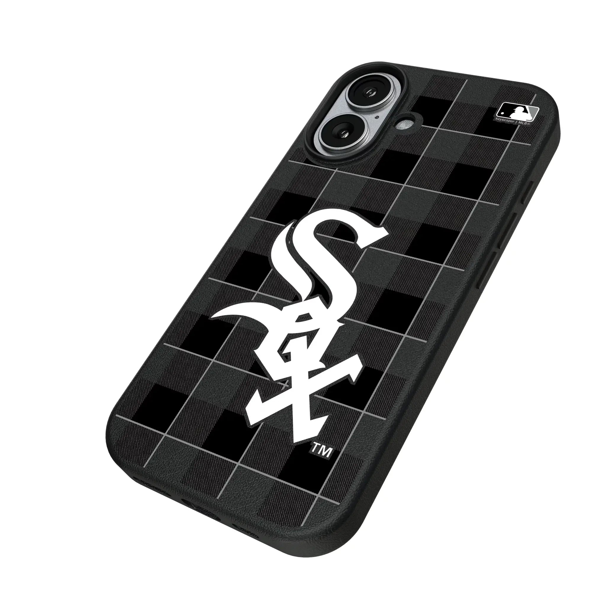 Chicago White Sox Plaid iPhone MagSafe Compatible Phone Case for Apple iPhone - Isometric View#Device_iPhone 17