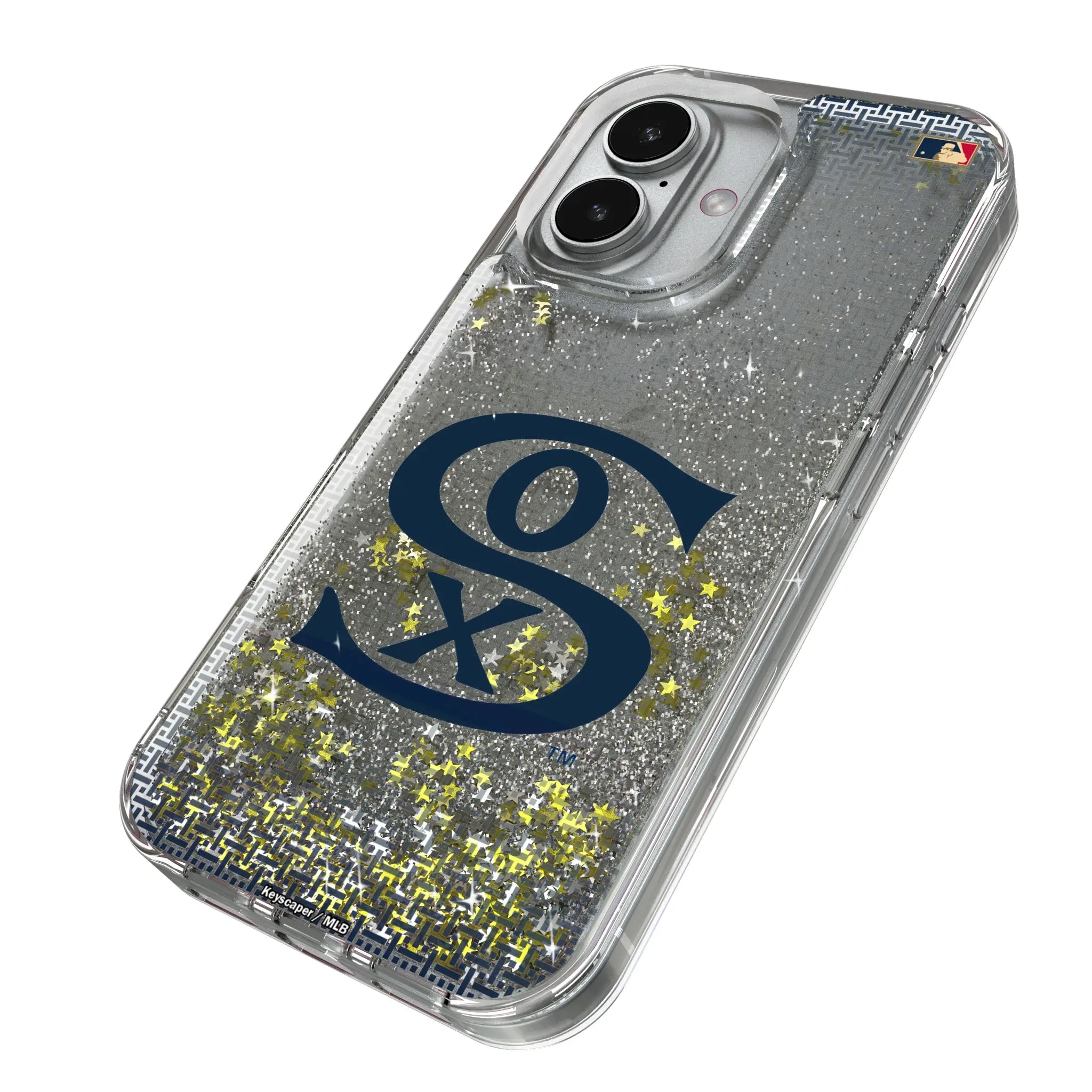 Chicago White Sox Road 1919-1921 - Cooperstown Collection Linen iPhone Glitter Phone Case for Apple iPhone - Isometric View