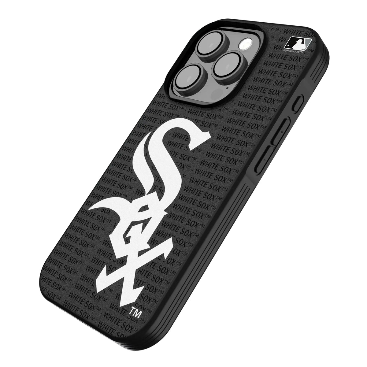 Chicago White Sox Text Backdrop iPhone Bump Phone Case for Apple iPhone - Isometric View