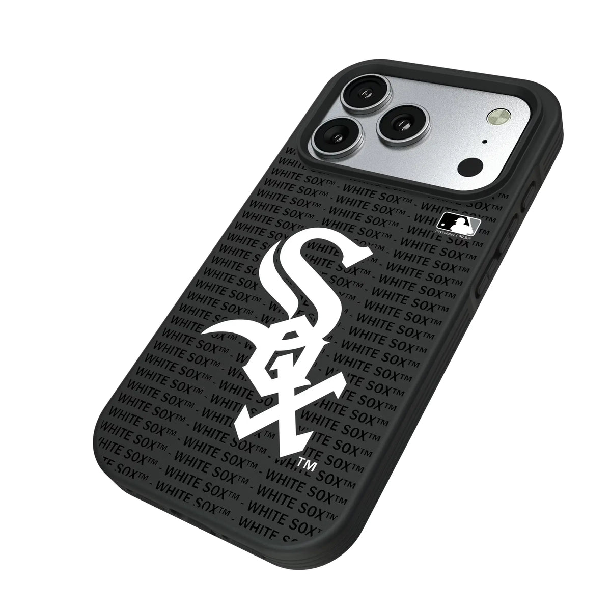 Chicago White Sox Text Backdrop iPhone Bump Phone Case for Apple iPhone - Isometric View#Device_iPhone 17 Pro