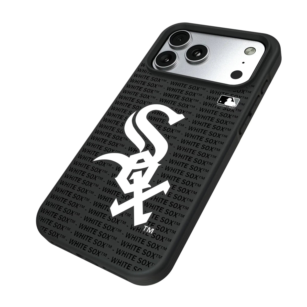 Chicago White Sox Text Backdrop iPhone Bump Phone Case for Apple iPhone - Isometric View#Device_iPhone 17 Pro Max