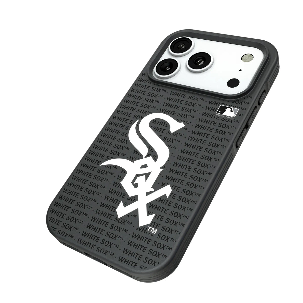 Chicago White Sox Text Backdrop iPhone Bump Phone Case for Apple iPhone - Isometric View#Device_iPhone 18 Pro