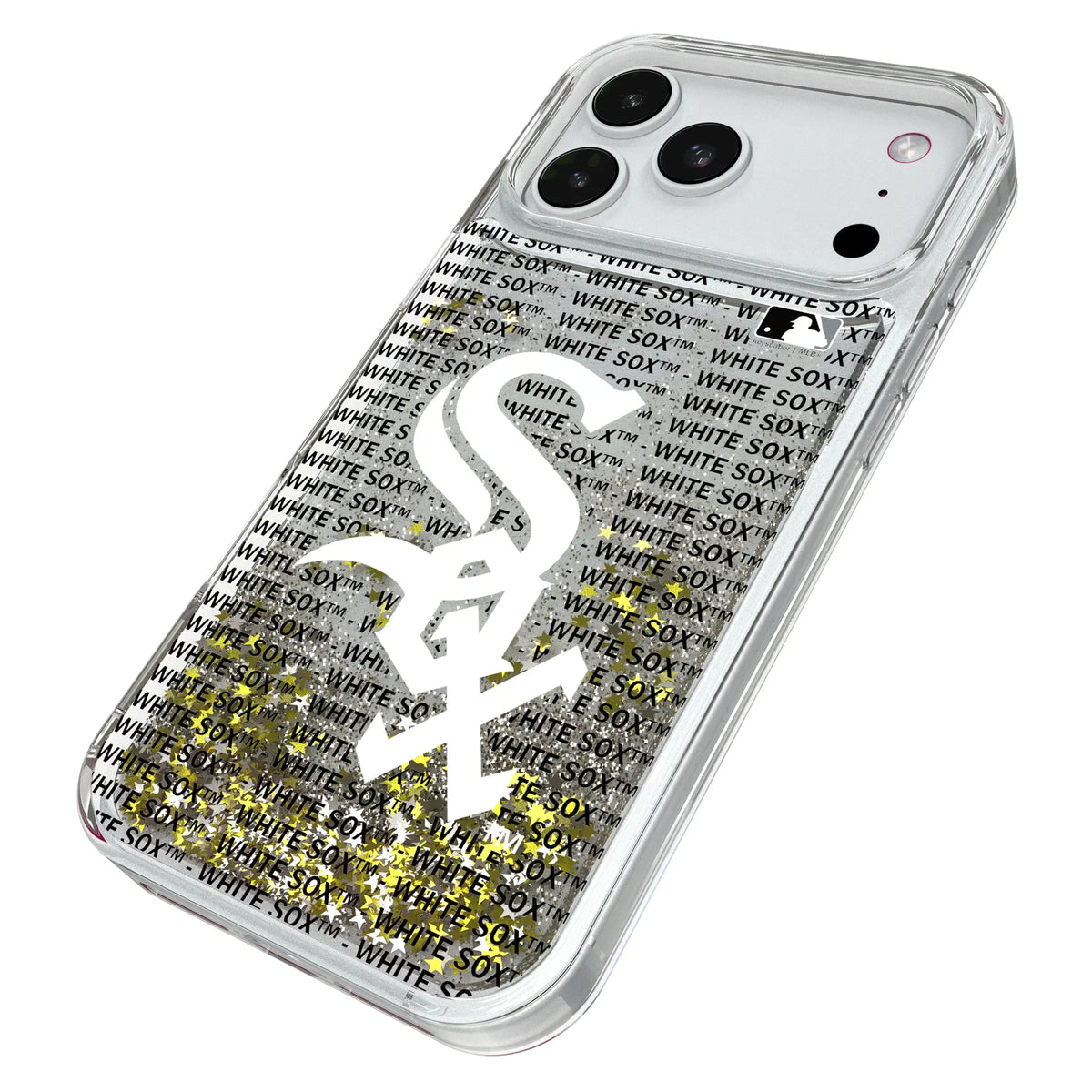 Chicago White Sox Text Backdrop iPhone Glitter Phone Case for Apple iPhone - Isometric View#Device_iPhone 18 Pro Max
