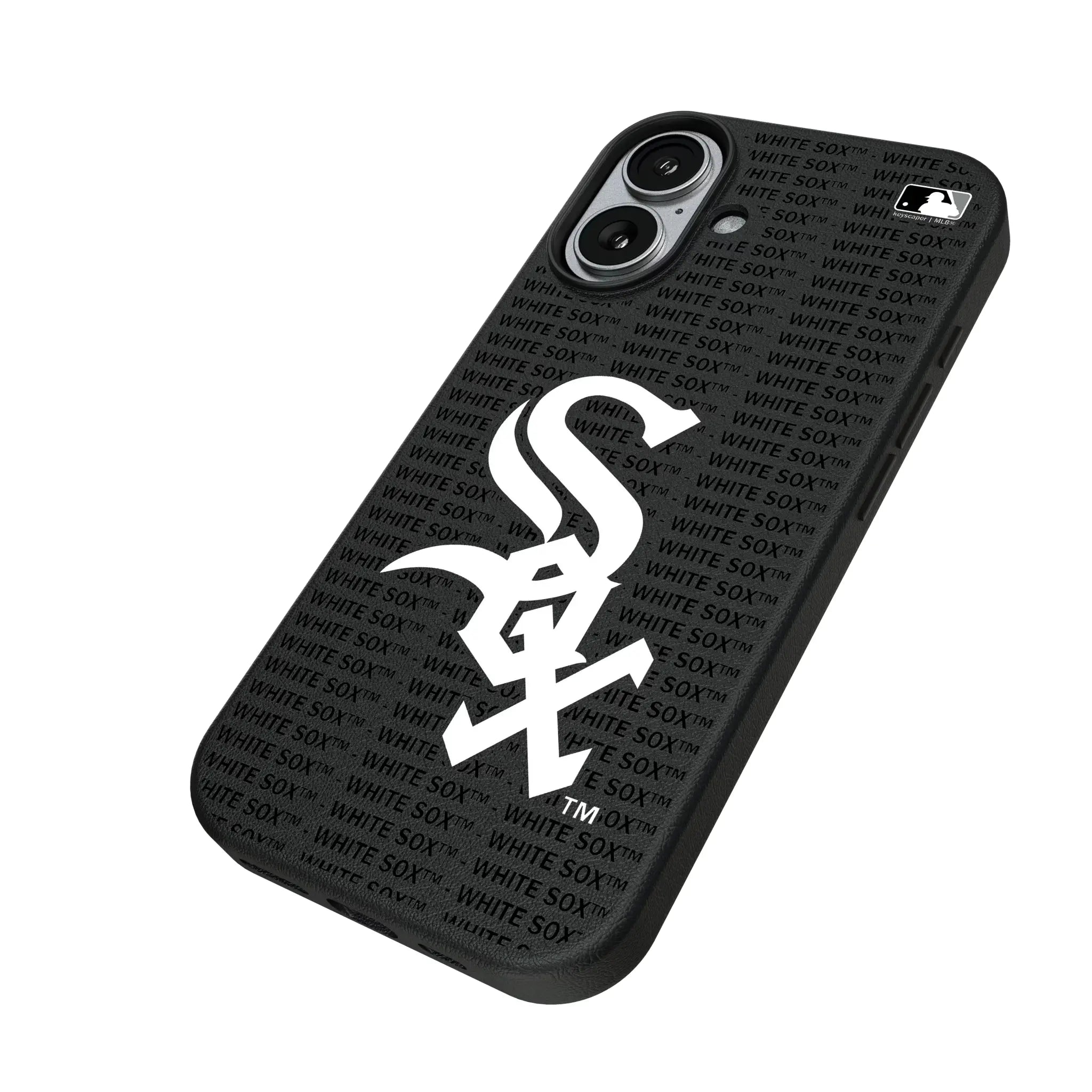 Chicago White Sox Text Backdrop iPhone MagSafe Compatible Phone Case for Apple iPhone - Isometric View#Device_iPhone 17