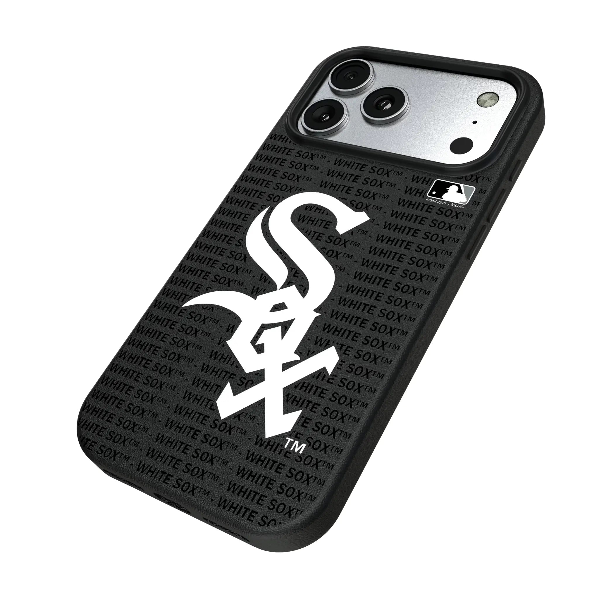 Chicago White Sox Text Backdrop iPhone MagSafe Compatible Phone Case for Apple iPhone - Isometric View#Device_iPhone 17 Pro Max