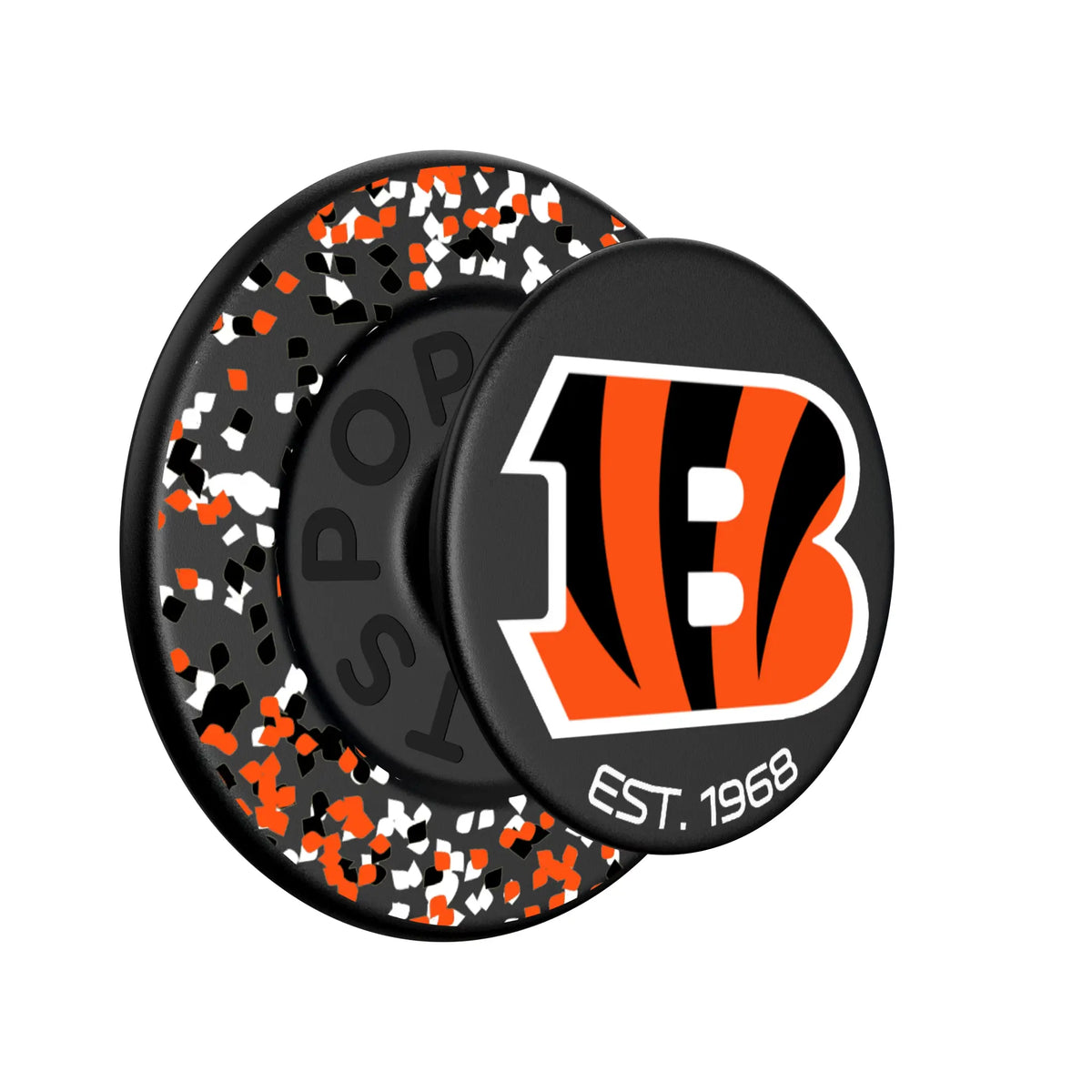 Cincinnati Bengals Confetti Popsockets Round Magnetic - Isometric View