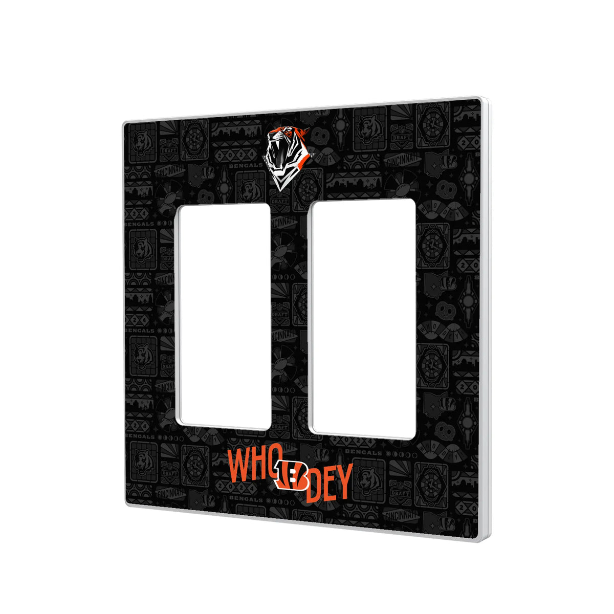Cincinnati Bengals Deco Hidden-Screw Light Switch Plate#Style_Double Rocker