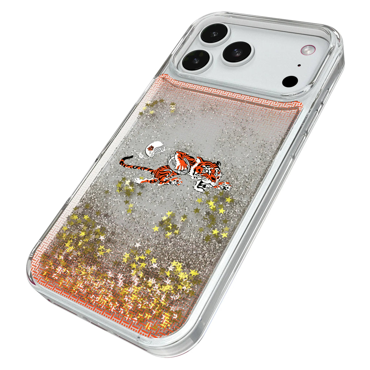 Cincinnati Bengals Historic Collection Linen iPhone Glitter Phone Case for Apple iPhone - Isometric View#Device_iPhone 18 Pro Max